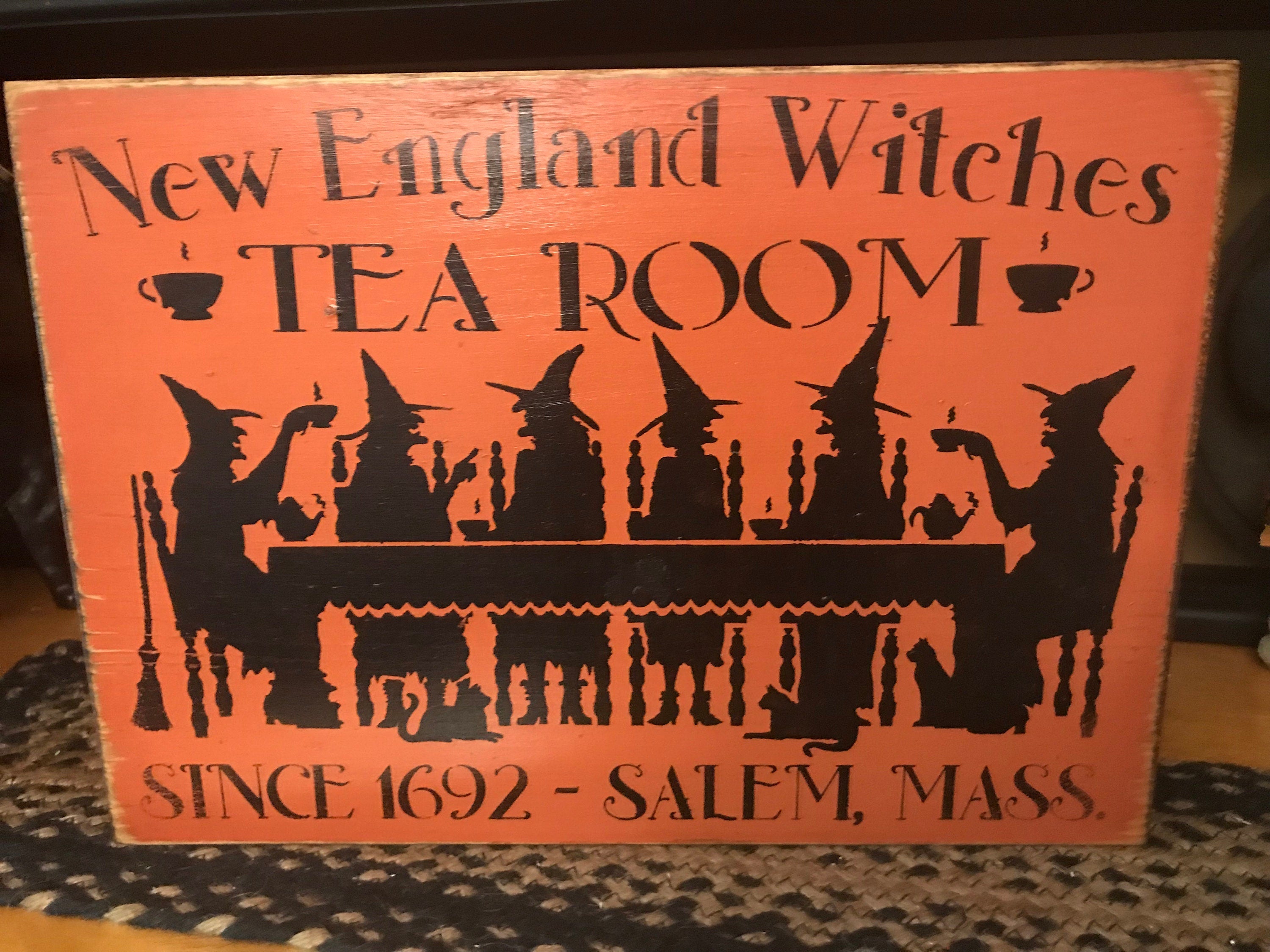 New England Witches Halloween Wood Sign