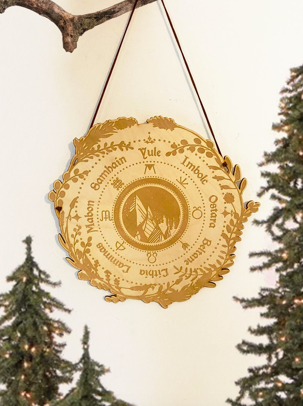 Wheel of the Year, Wooden Mountain Scape, Pagan Calendar, Calendar Board, Magical Calendar