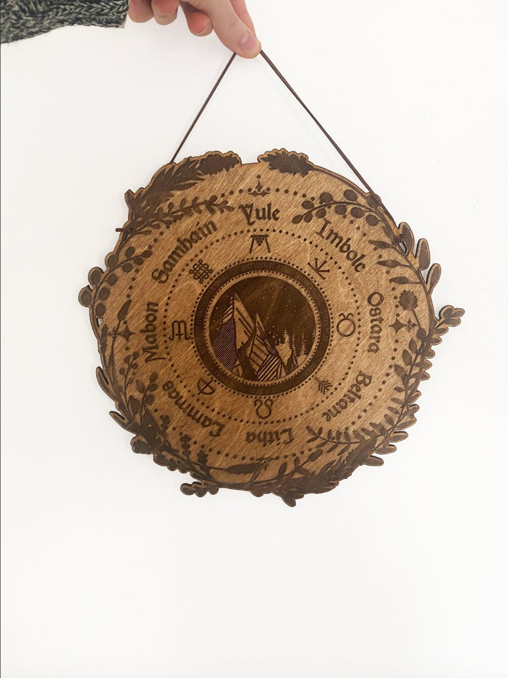 Wheel of the Year, Wooden Mountain Scape, Pagan Calendar, Calendar Board, Magical Calendar