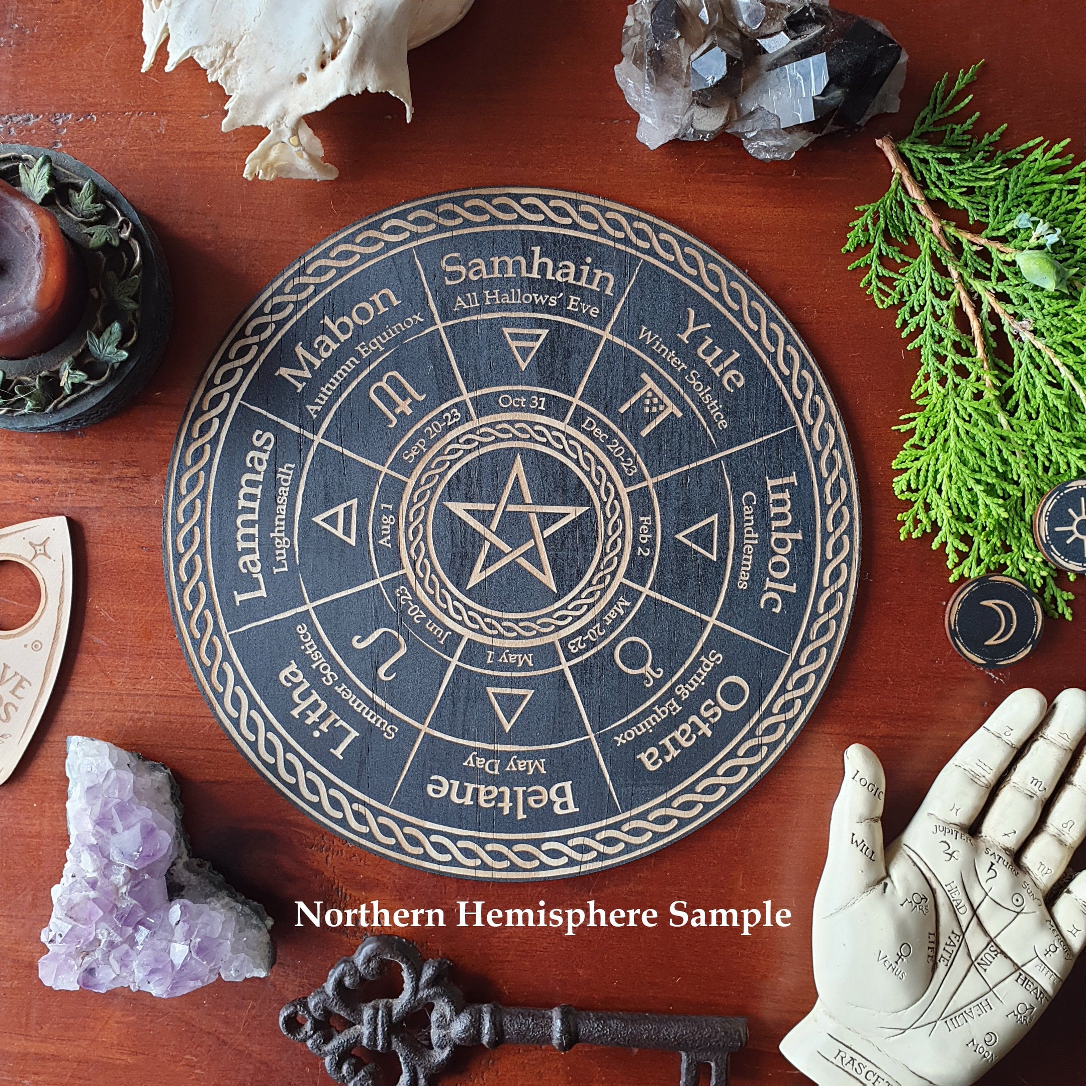 Celestial Moth Wheel of the Year // Pagan Witch Calendar Board // Celtic Sabbat Board