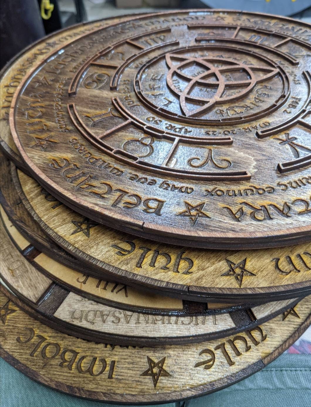 Wooden laser cut Sabbat wheel of the year calendar