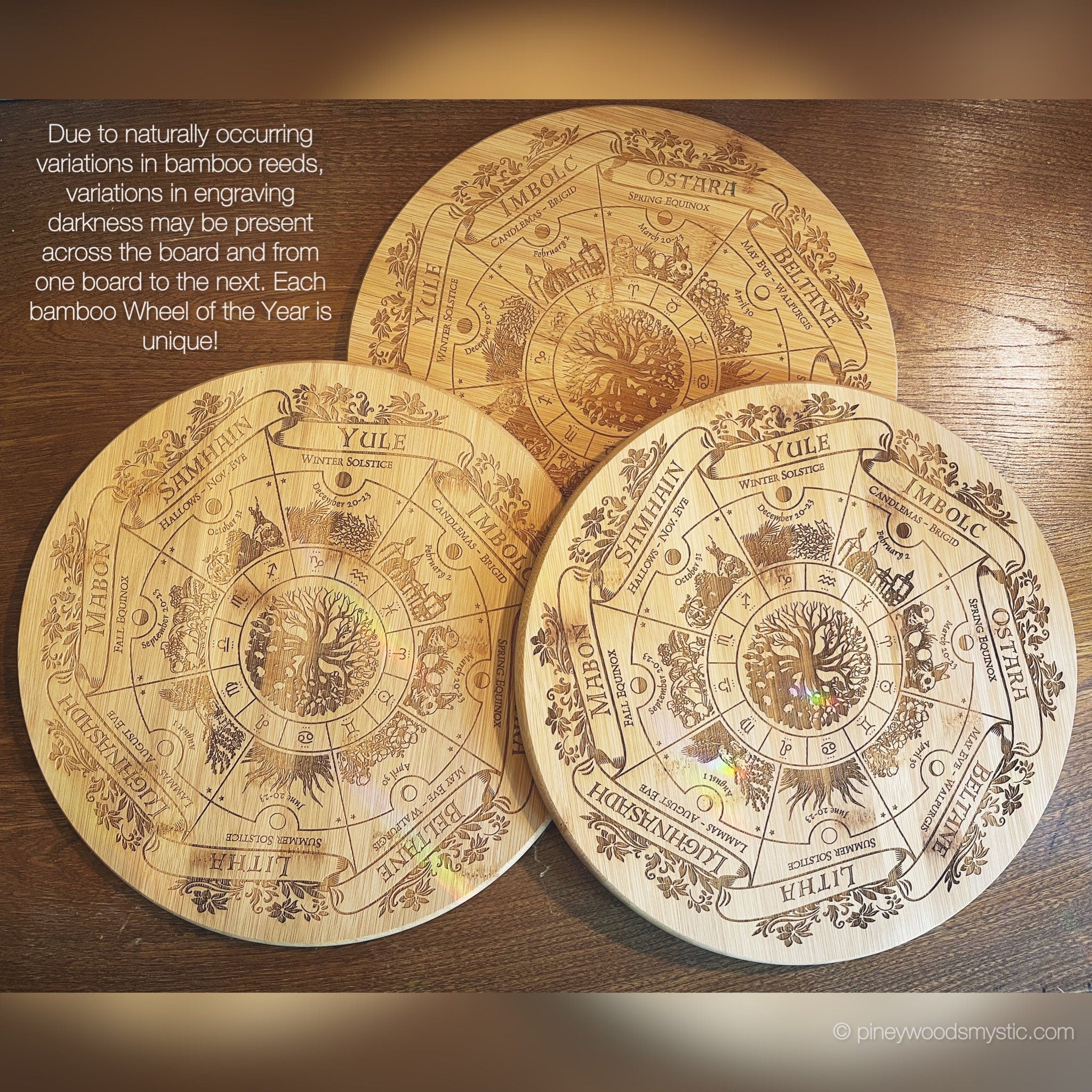 Wheel of the Year / Witches Calendar Bamboo Servingboard