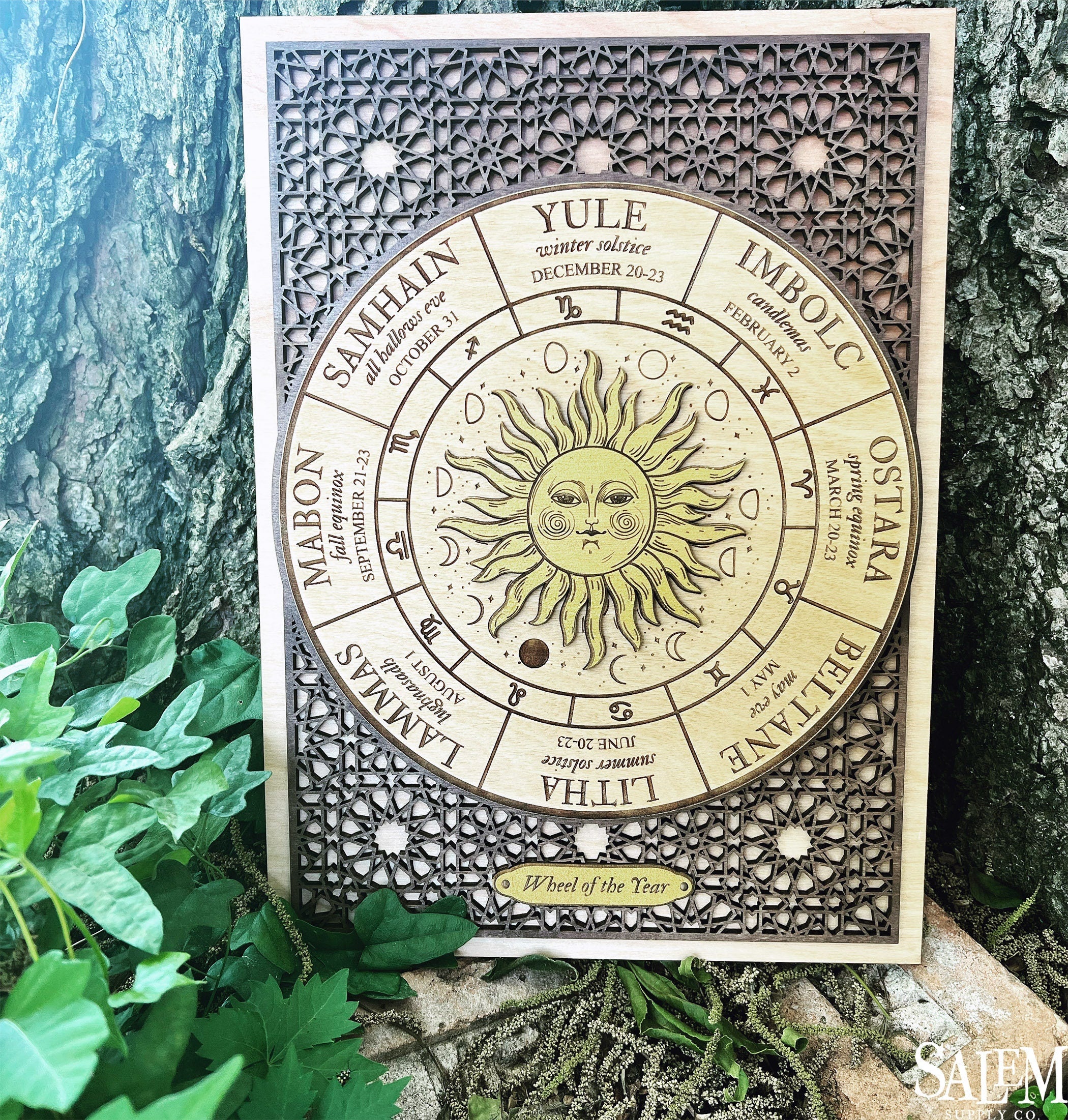 Wood Wheel of the Year Sign, Sabbat Wheel, Pagan Decoration, Witchy Signs, Yule Gifts, Gift for Witch, Witch Wall Decor, Witchy Decor