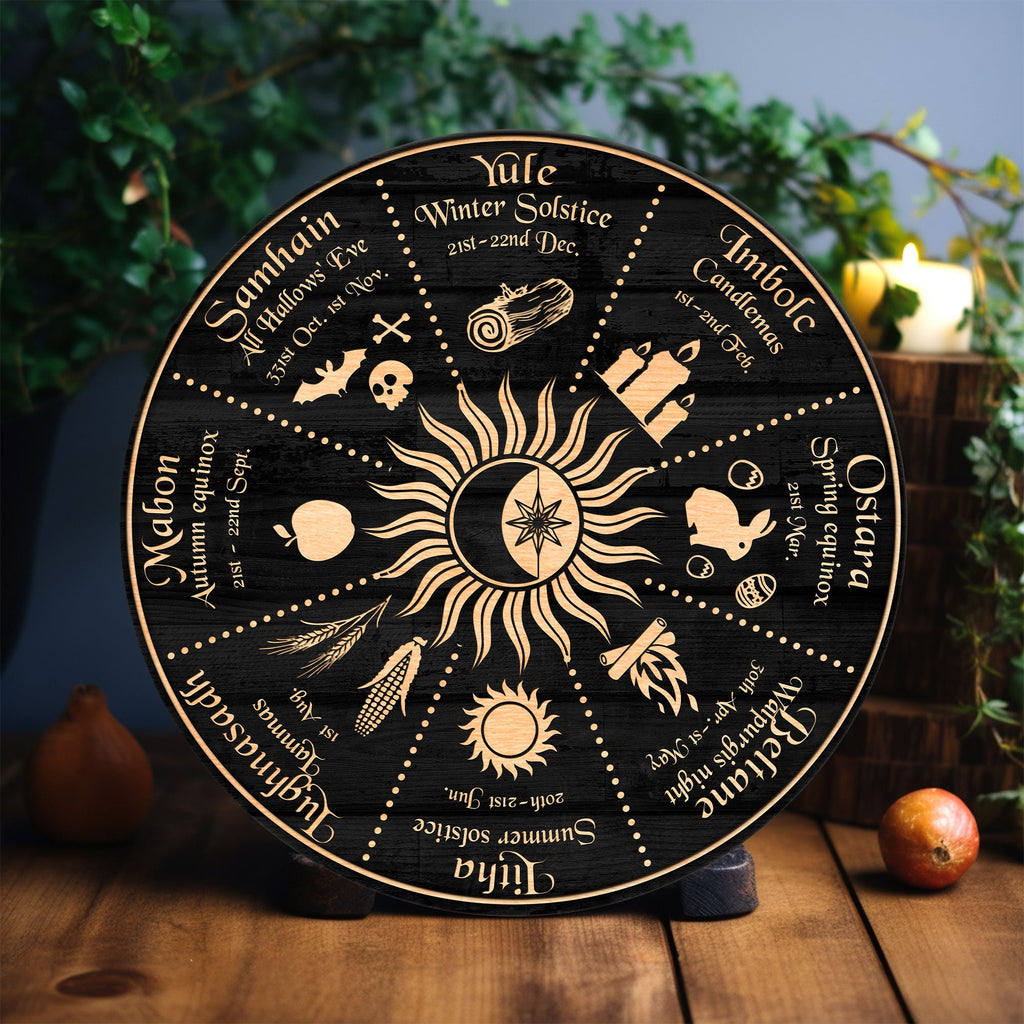 Personalized Wheel Of The Year Wooden Sign, Skull Wheel Of The Year, Wicca Wheel Of The Year, Witch Calendar 2024, Pagan Advent Calendar