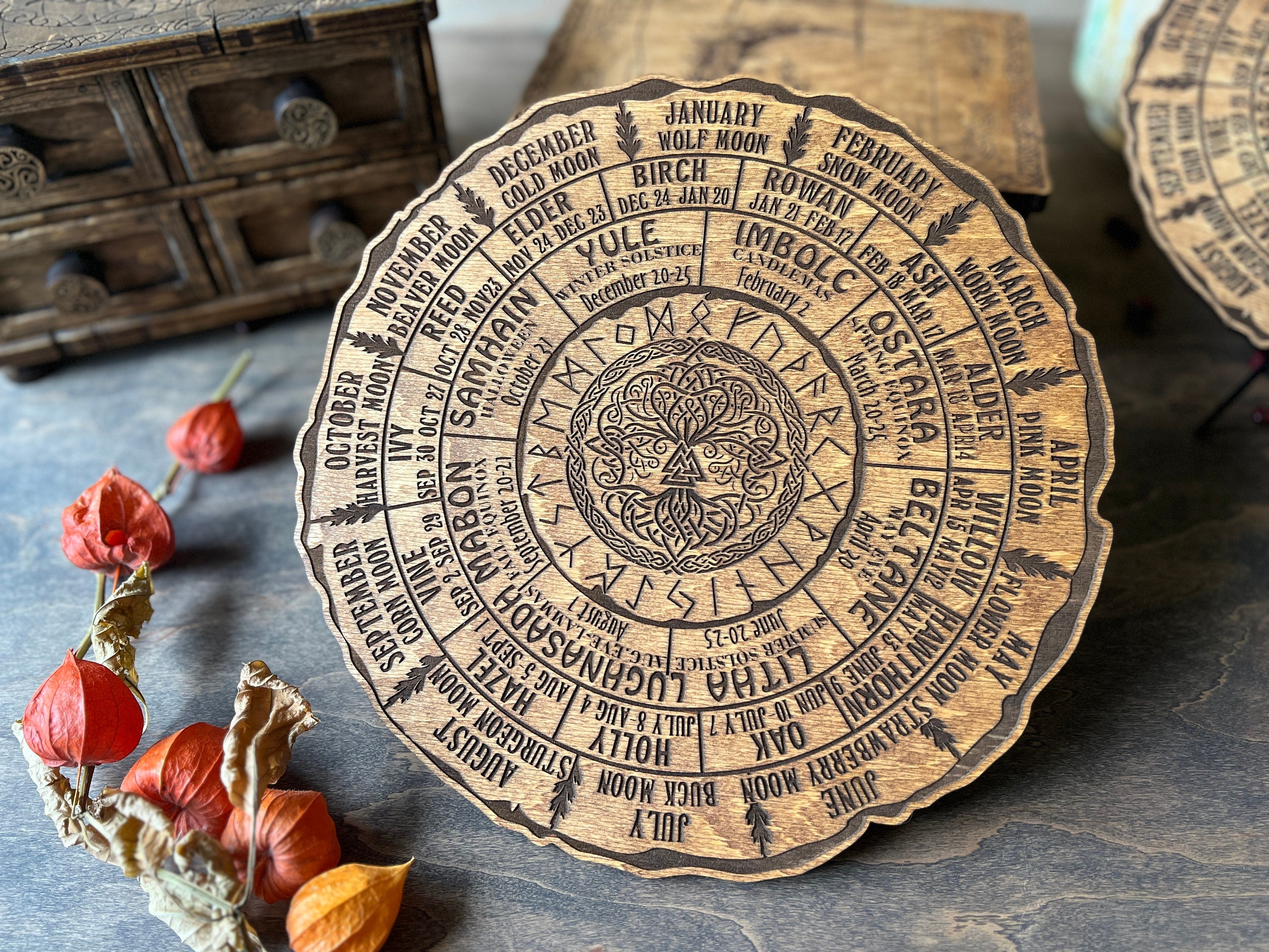 Celtic Tree of Life Calendar, Wheel Of The Year Wood Sign, Tree of Life, Pagan Calendar, Witchcraft, Witch Planner, Witch Altar, Witch Decor