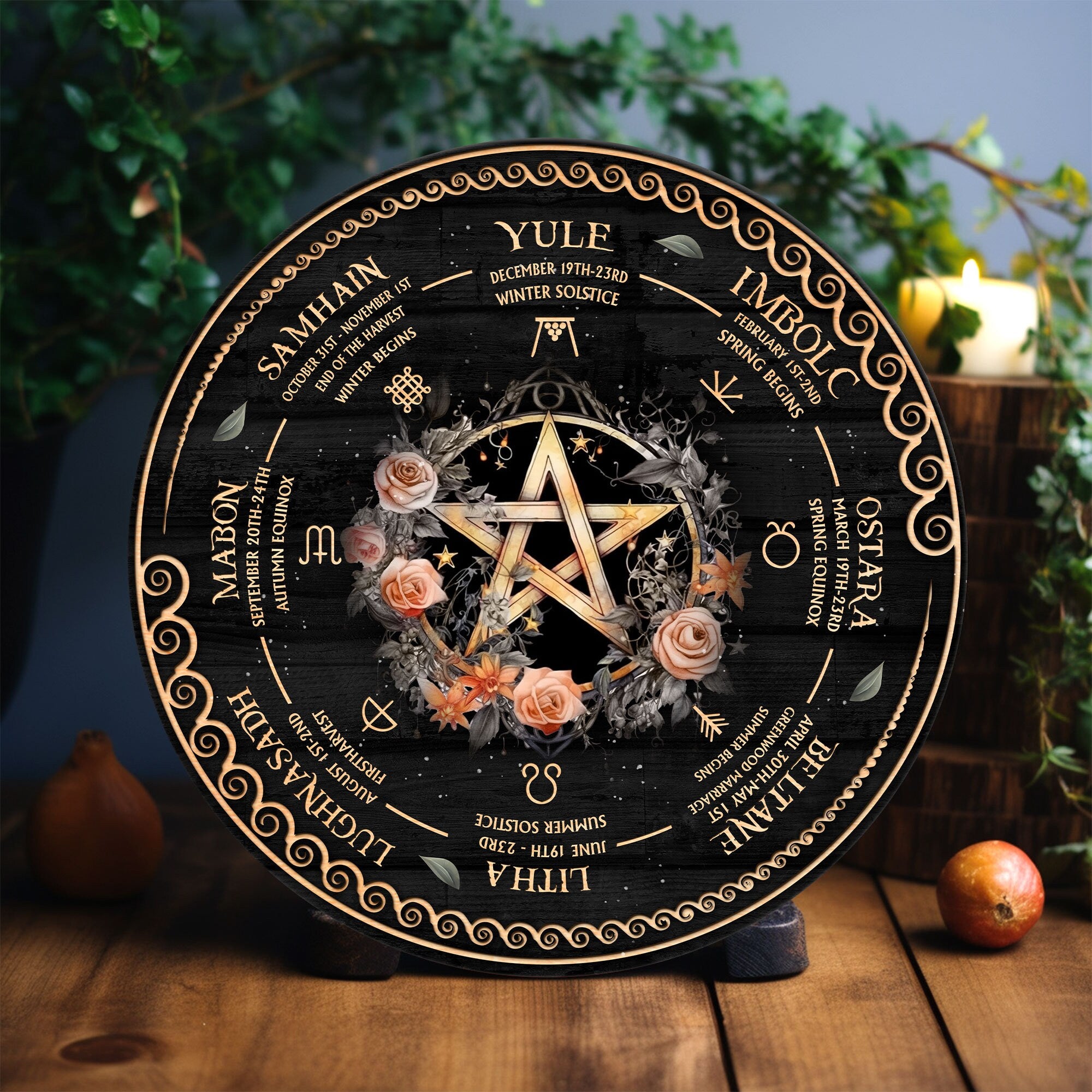 Personalized Wheel Of The Year Sign, Tree of Life Wheel Of The Year, Wicca Wheel Of The Year, Witch Calendar 2024, Pagan Advent Calendar