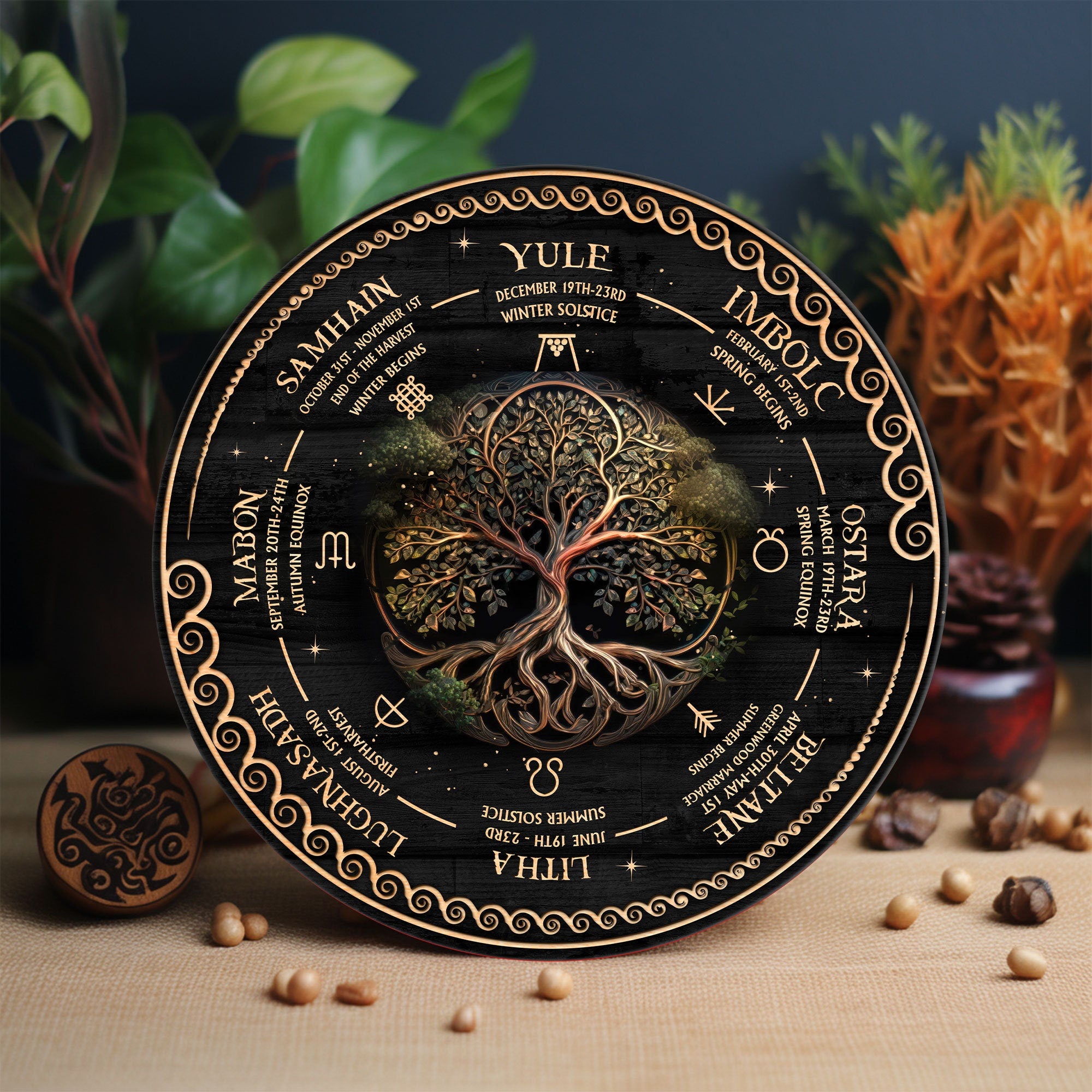 Personalized Wheel Of The Year Sign, Tree of Life Wheel Of The Year, Wicca Wheel Of The Year, Witch Calendar 2024, Pagan Advent Calendar