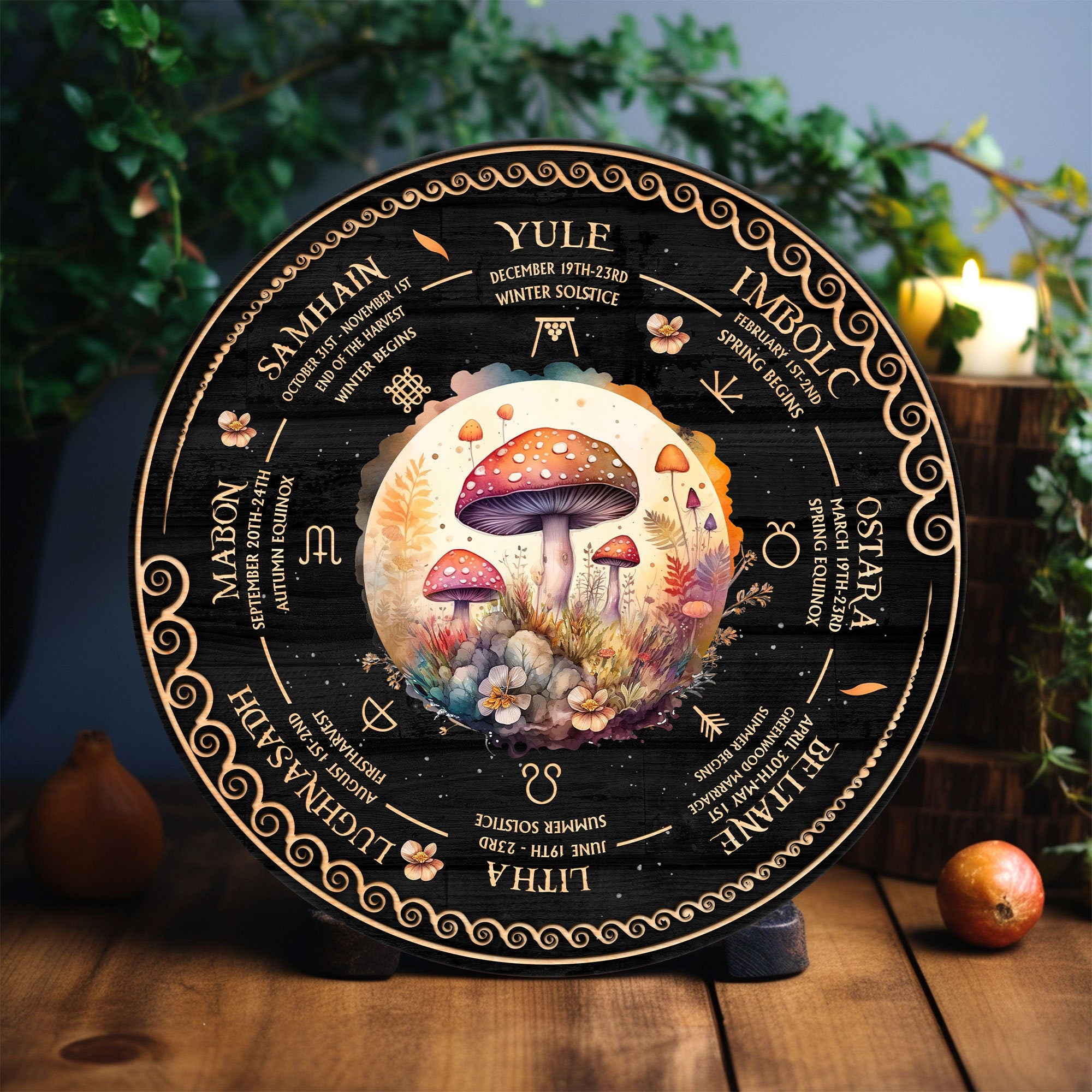 Personalized Wheel Of The Year Wooden Sign, Skull Wheel Of The Year, Wicca Wheel Of The Year, Witch Calendar 2024, Pagan Advent Calendar