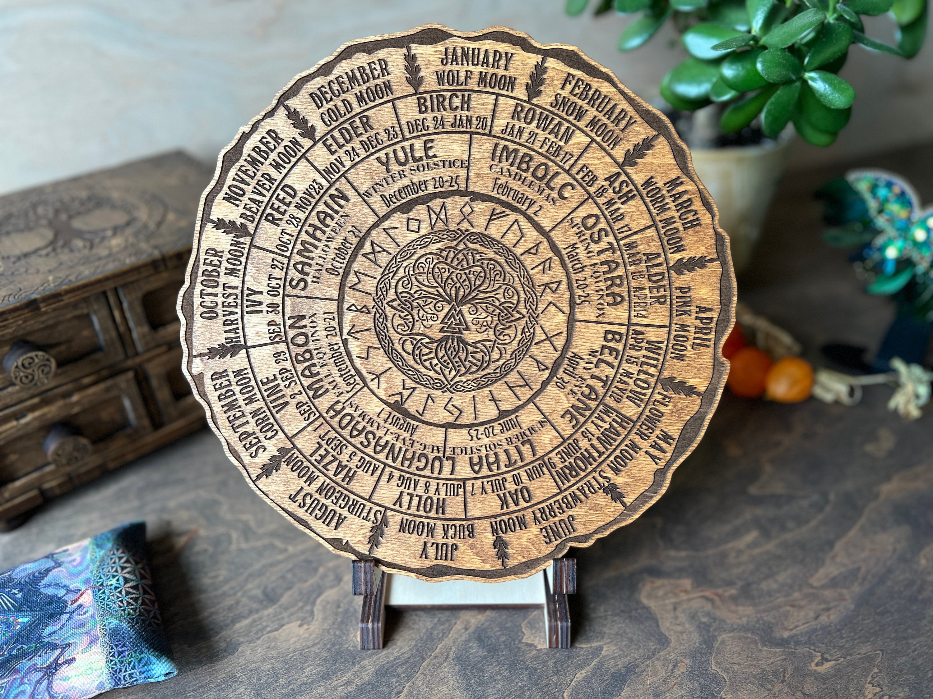 Celtic Tree of Life Calendar, Wheel Of The Year Wood Sign, Tree of Life, Pagan Calendar, Witchcraft, Witch Planner, Witch Altar, Witch Decor