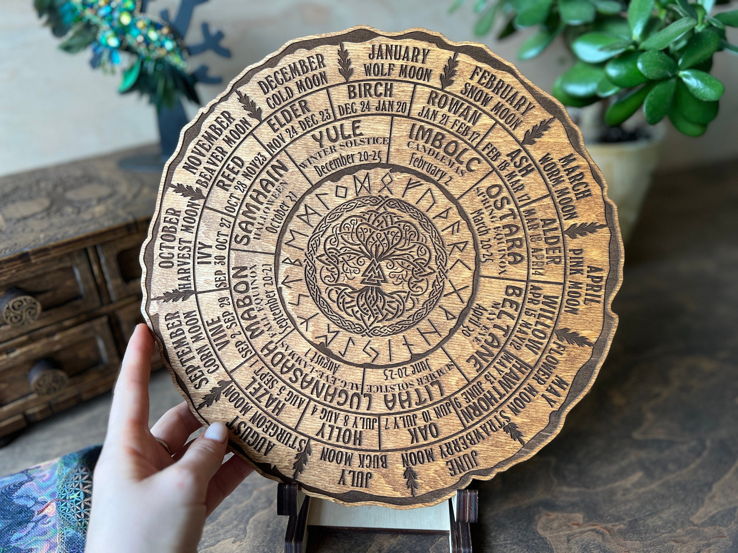 Celtic Tree of Life Calendar, Wheel Of The Year Wood Sign, Tree of Life, Pagan Calendar, Witchcraft, Witch Planner, Witch Altar, Witch Decor