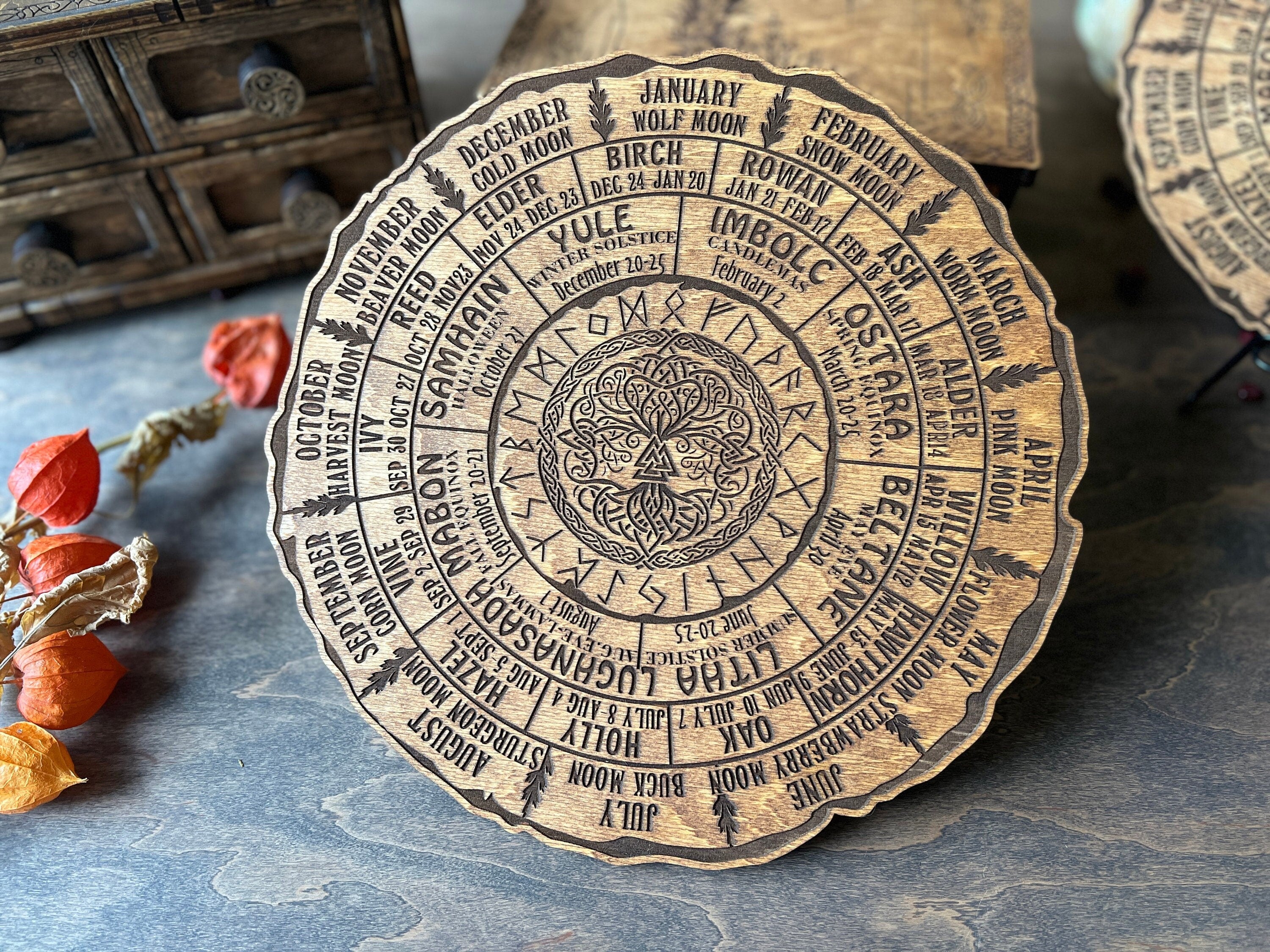 Celtic Tree of Life Calendar, Wheel Of The Year Wood Sign, Tree of Life, Pagan Calendar, Witchcraft, Witch Planner, Witch Altar, Witch Decor