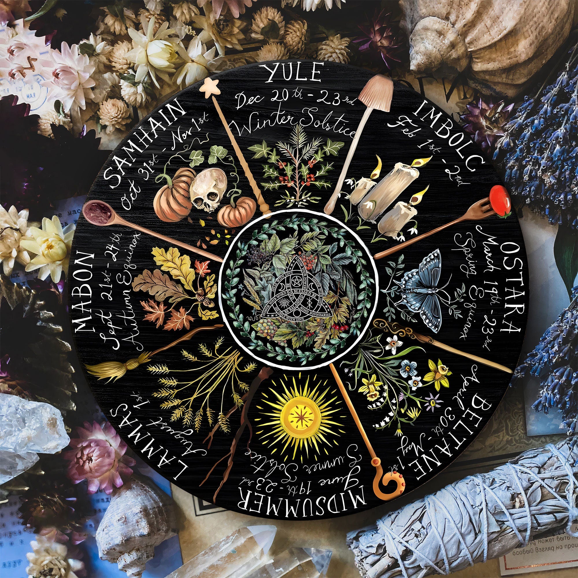 Wheel Of The Year, Pagan Calendar, Waldorf Calendar, Witchcraft, Wicca, Witch, Grimoire, Wiccan, Moon Phases, Witchy, Montessori Calendar