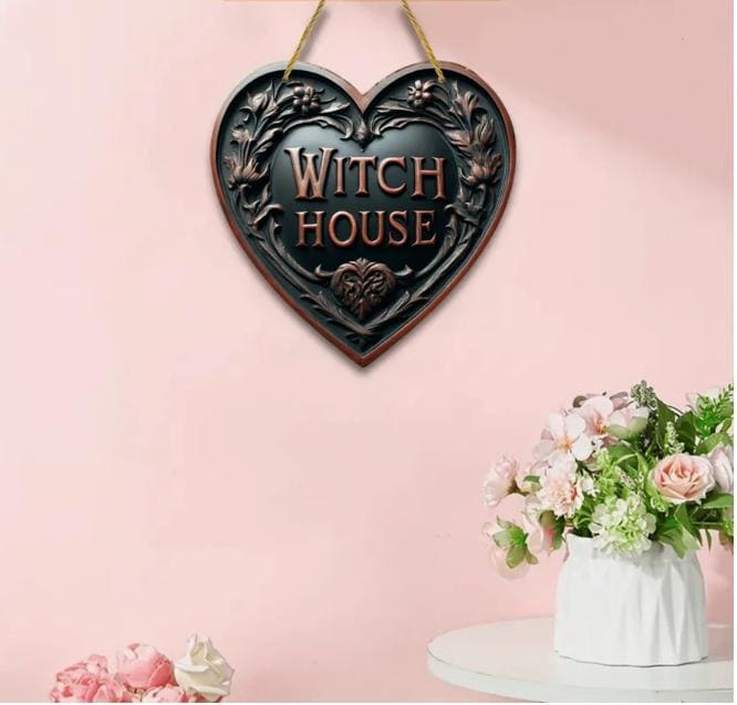 Enchanting Wooden Witch's Cottage Sign