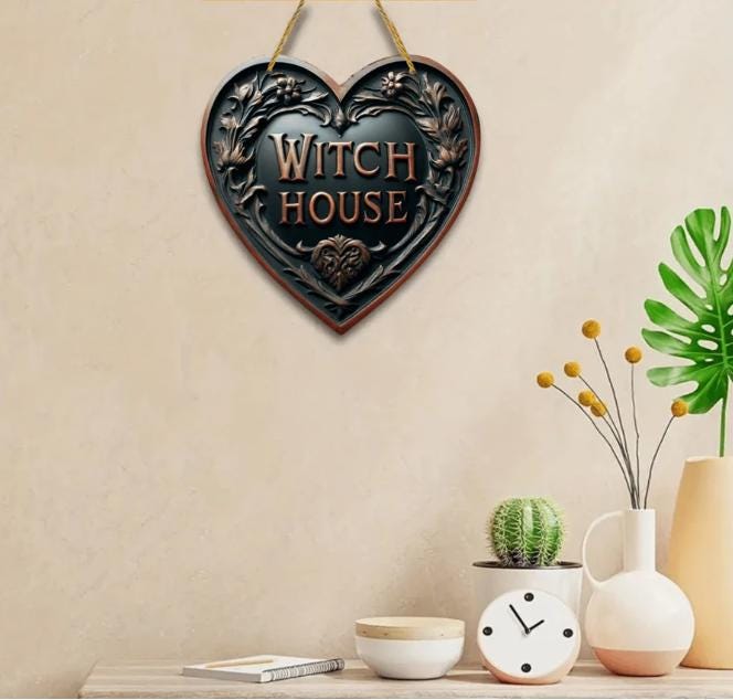 Enchanting Wooden Witch's Cottage Sign