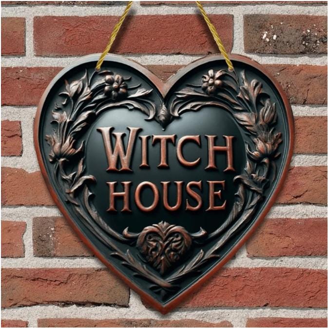 Enchanting Wooden Witch's Cottage Sign