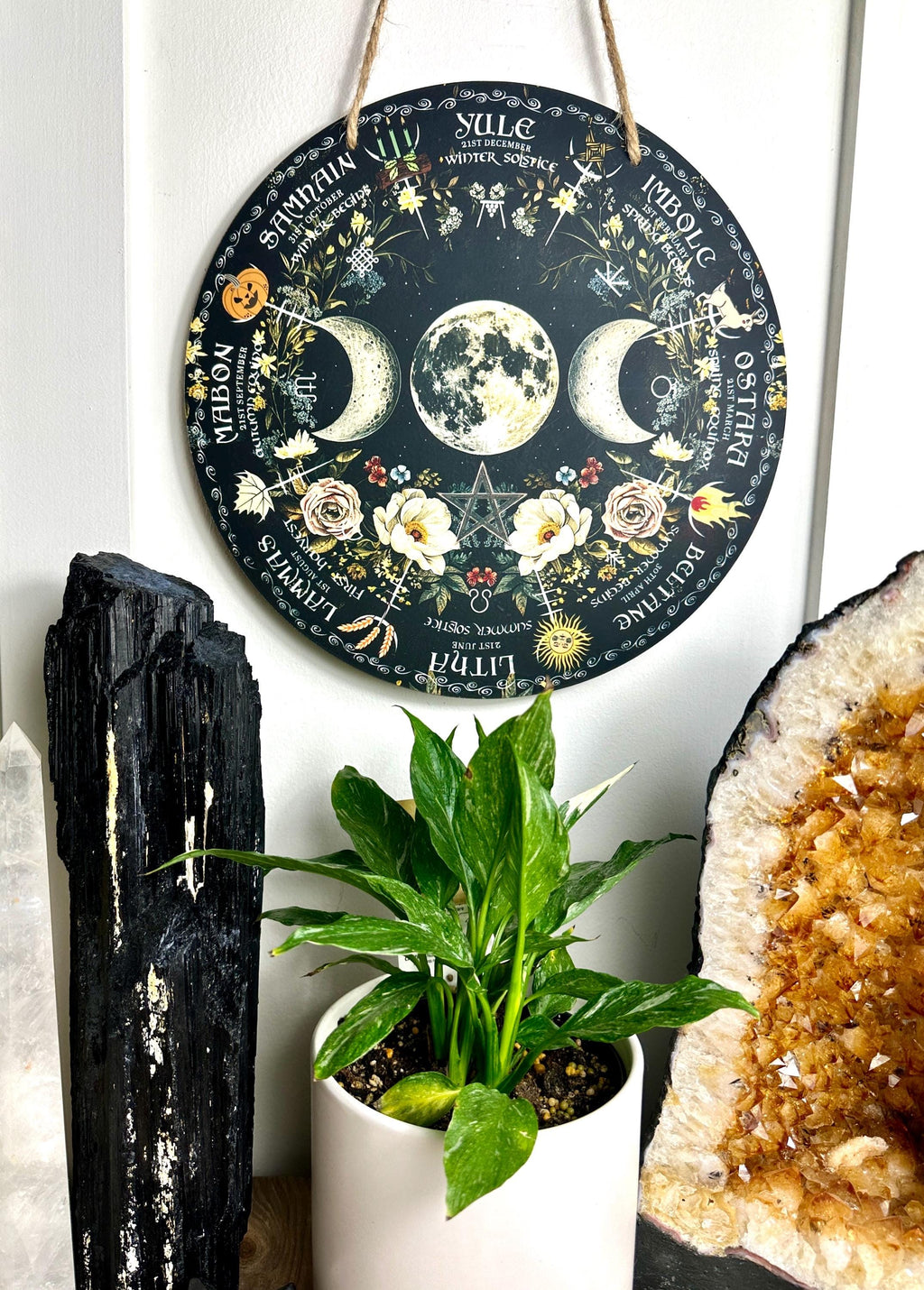 Triple moon | Wheel of the year board | Wiccan | witch Pagan Calendar | Northern + Southern Hemisphere options | Locally made 30cm/11.8inch
