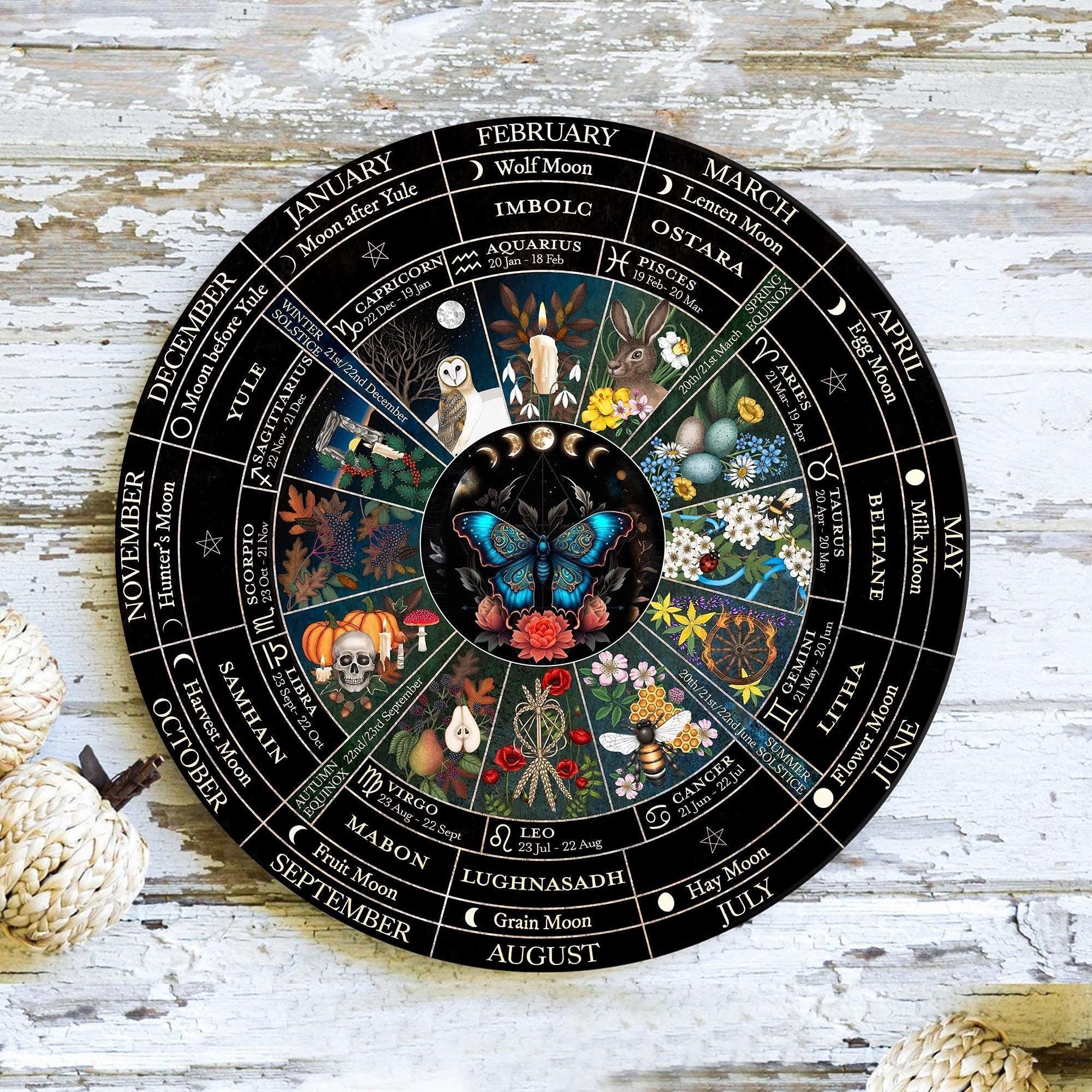 Wheel Of The Year, Pagan Calendar, Witchcraft, Wicca, Witch, Grimoire, Wiccan, Samhain, Yule, Moon Phases, Witchy
