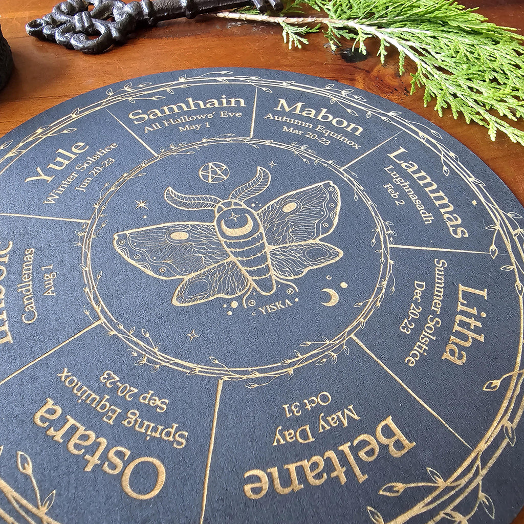 Celestial Moth Wheel of the Year // Pagan Witch Calendar Board // Celtic Sabbat Board