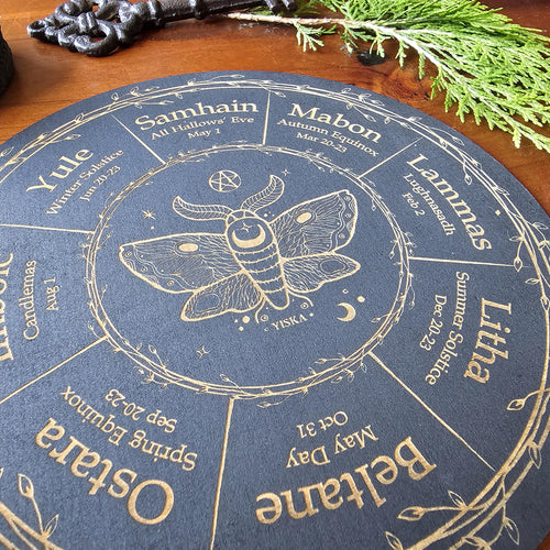Celestial Moth Wheel of the Year // Pagan Witch Calendar Board // Celtic Sabbat Board