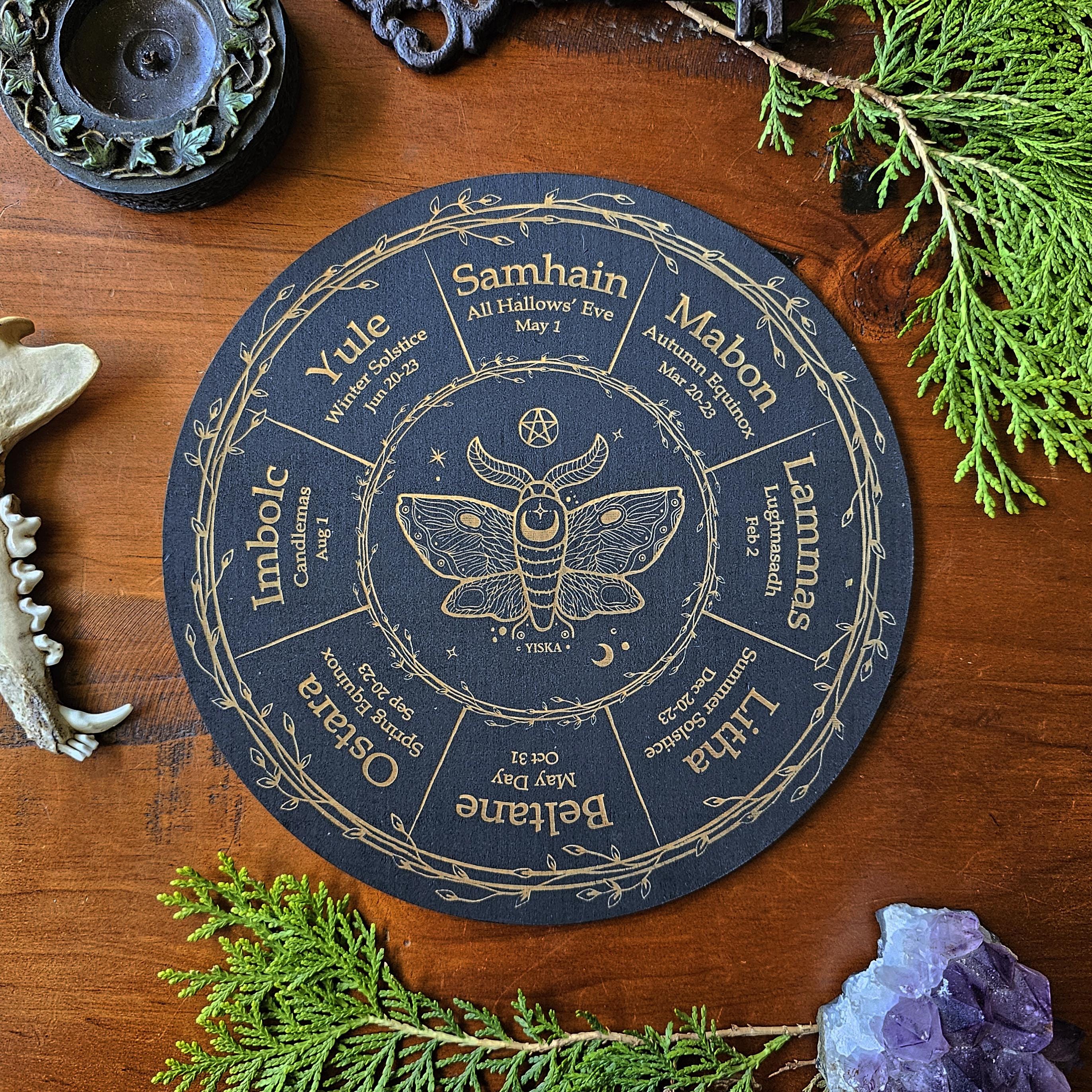 Celestial Moth Wheel of the Year // Pagan Witch Calendar Board // Celtic Sabbat Board