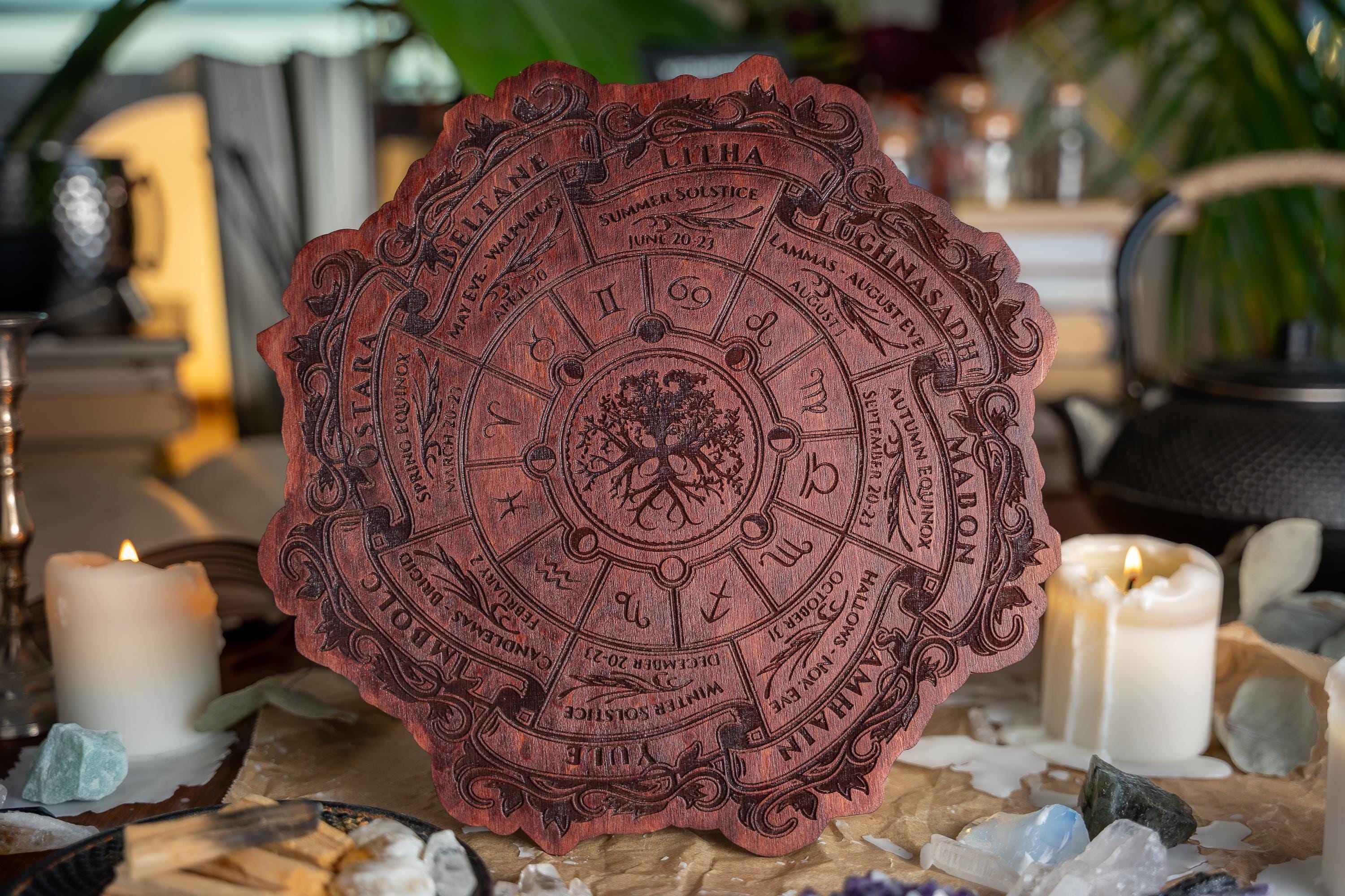 Celtic Tree of Life Calendar • Viking Wheel of the Year Wood Sign • Pagan Altar Decor • Witch Planner • Wiccan Wall Art • Witchcraft Gift