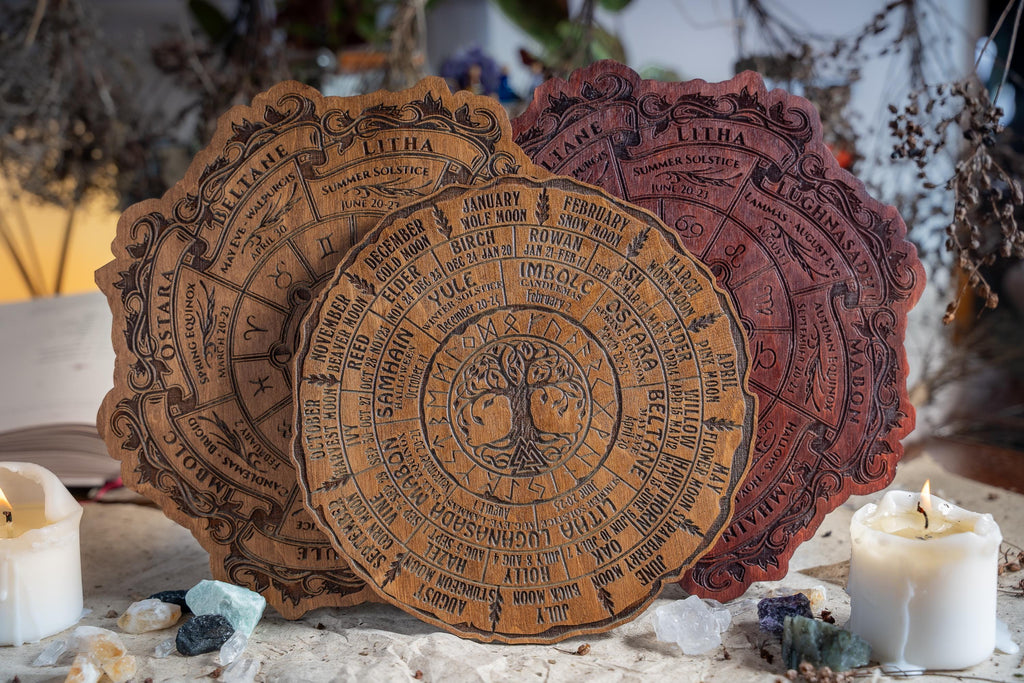 Celtic Tree of Life Calendar • Viking Wheel of the Year Wood Sign • Pagan Altar Decor • Witch Planner • Wiccan Wall Art • Witchcraft Gift