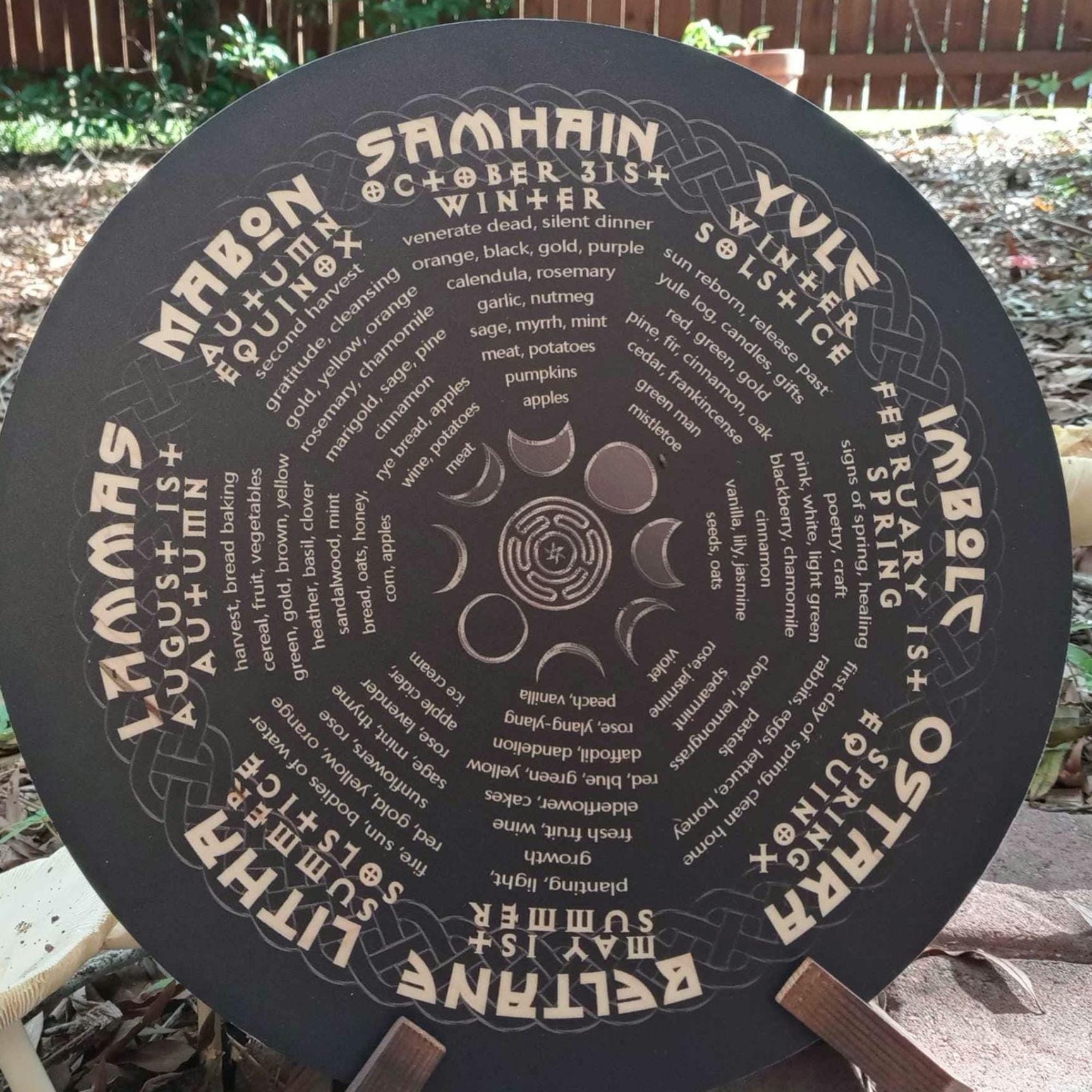 Wheel of Year, Pagan Wicca Calendar, Wood Sign, Original Design, Altar Decor, Season, Seasonal, Celtic Witch, Yule Gift Witchcraft, No Stand