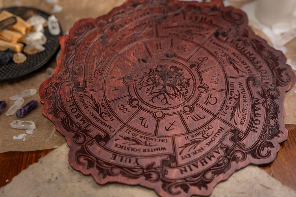 Celtic Tree of Life Calendar • Viking Wheel of the Year Wood Sign • Pagan Altar Decor • Witch Planner • Wiccan Wall Art • Witchcraft Gift