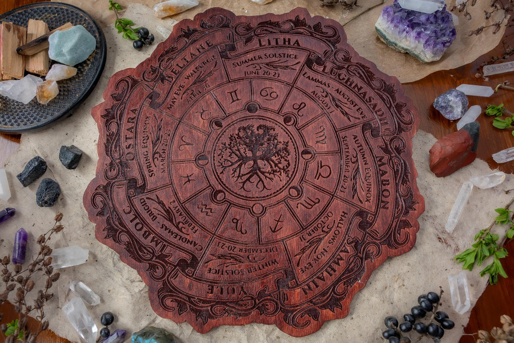 Celtic Tree of Life Calendar • Viking Wheel of the Year Wood Sign • Pagan Altar Decor • Witch Planner • Wiccan Wall Art • Witchcraft Gift