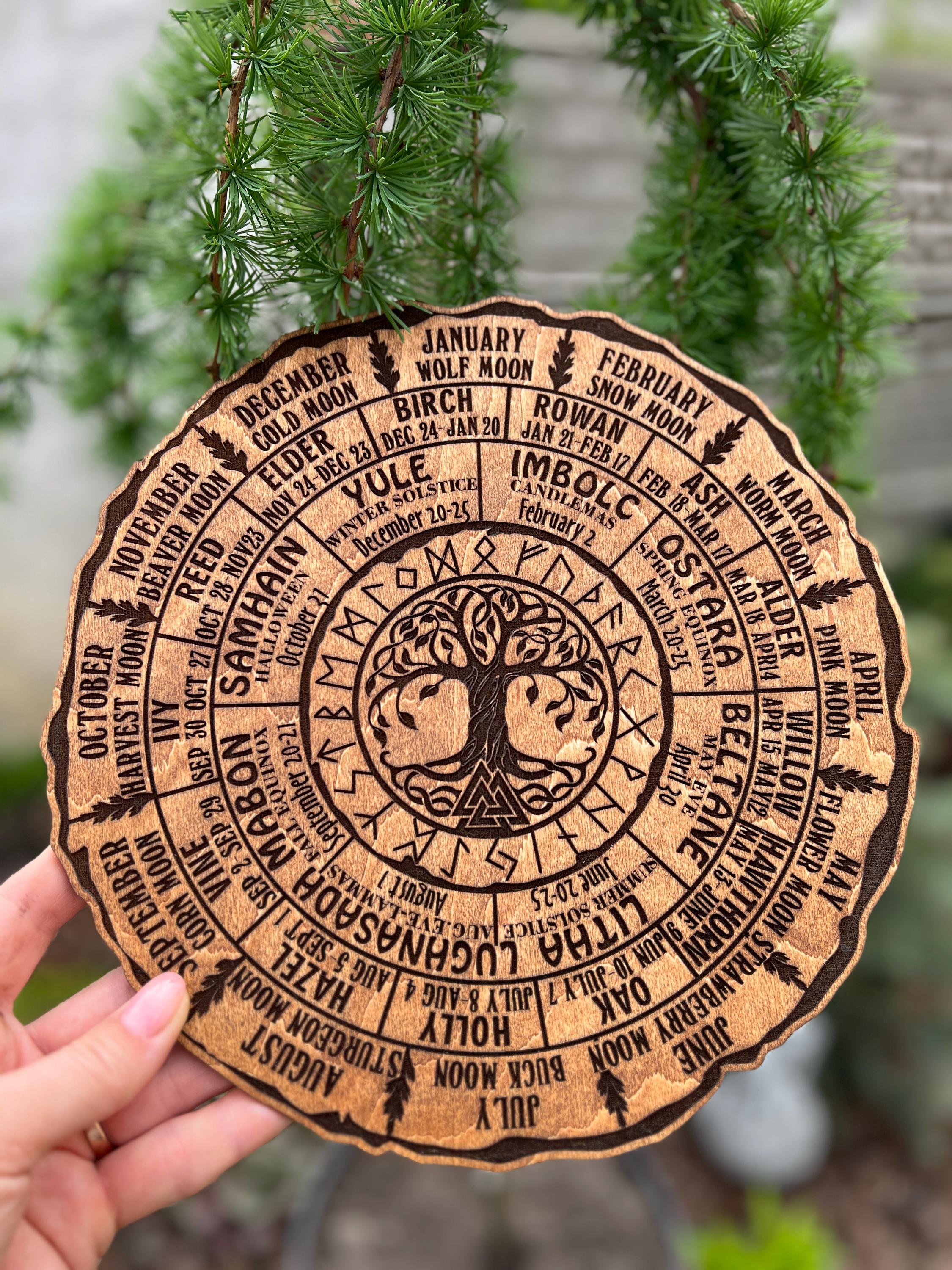 Wheel Of The Year Wood Sign, Celtic Tree of Life Calendar, Tree of Life, Pagan Calendar, Witchcraft, Wheel of Life, Witch Altar, Witch Decor