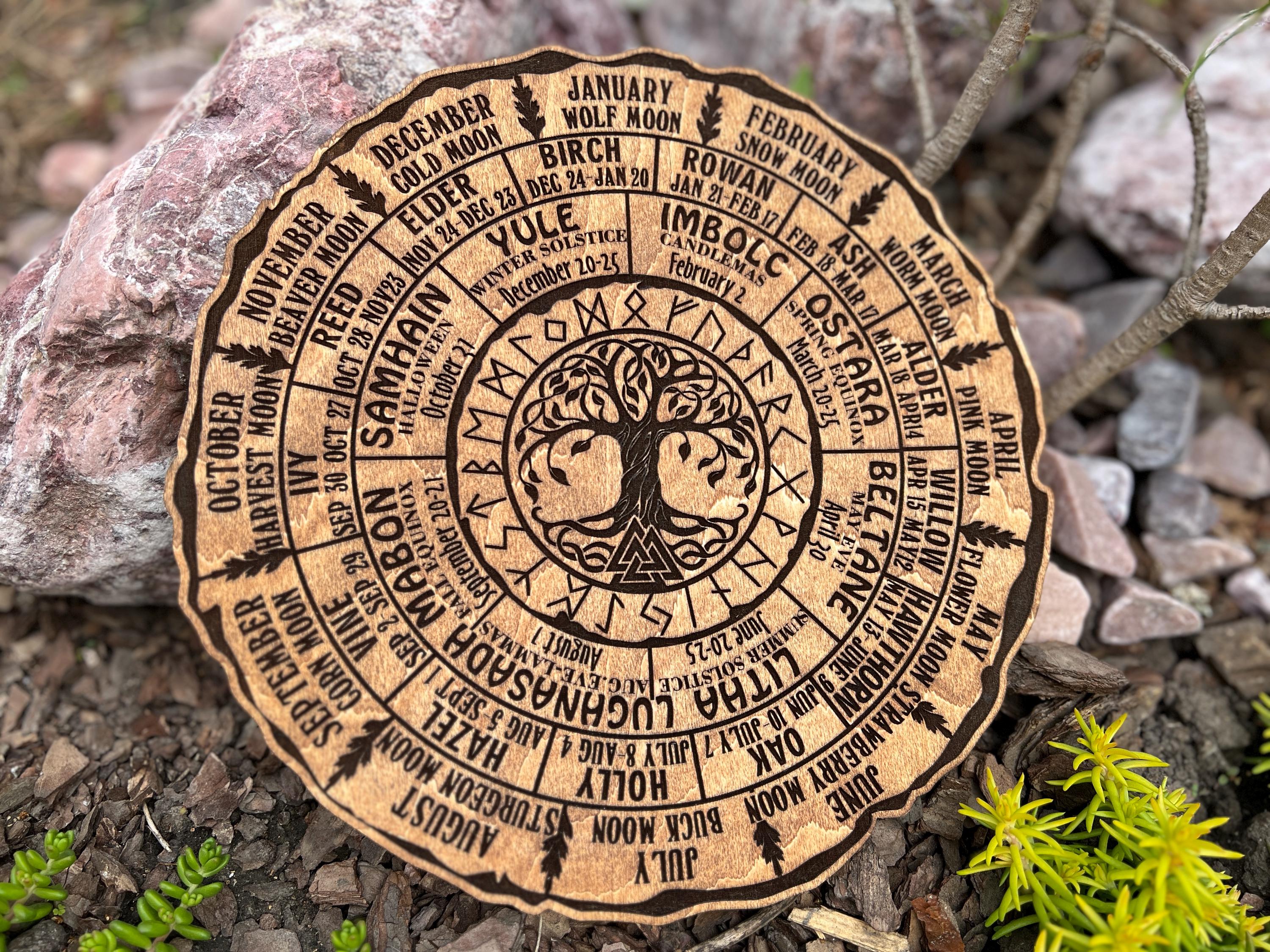 Wheel Of The Year Wood Sign, Celtic Tree of Life Calendar, Tree of Life, Pagan Calendar, Witchcraft, Wheel of Life, Witch Altar, Witch Decor