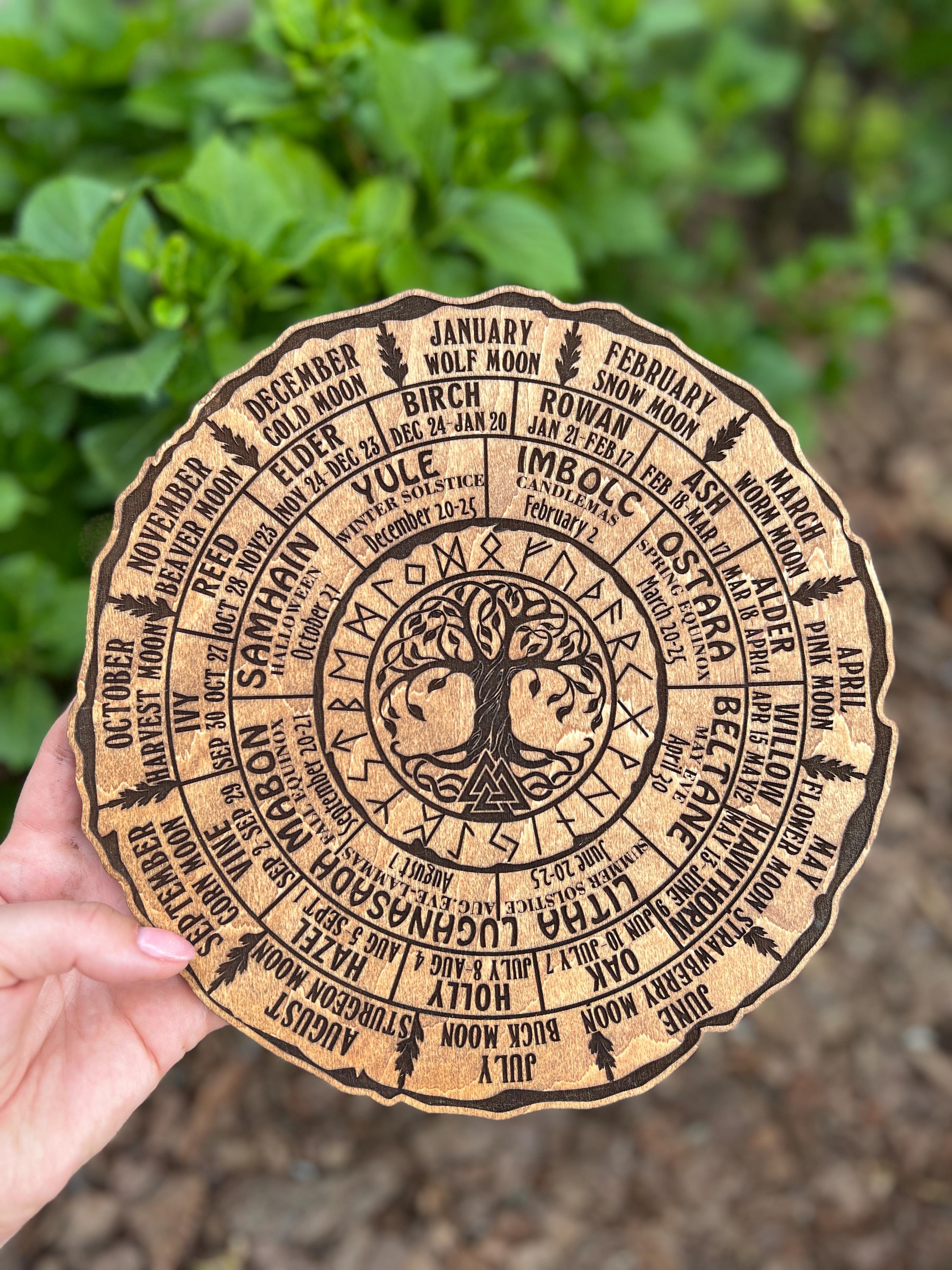 Wheel Of The Year Wood Sign, Celtic Tree of Life Calendar, Tree of Life, Pagan Calendar, Witchcraft, Wheel of Life, Witch Altar, Witch Decor