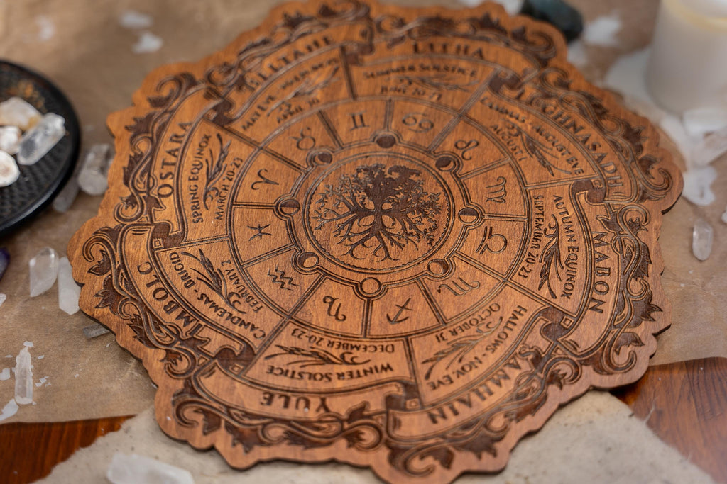 Celtic Tree of Life Wheel of the Year Calendar - Viking Pagan Wood Sign - Wiccan Altar Decor - Witch Planner - Witchcraft Wall Art Gift