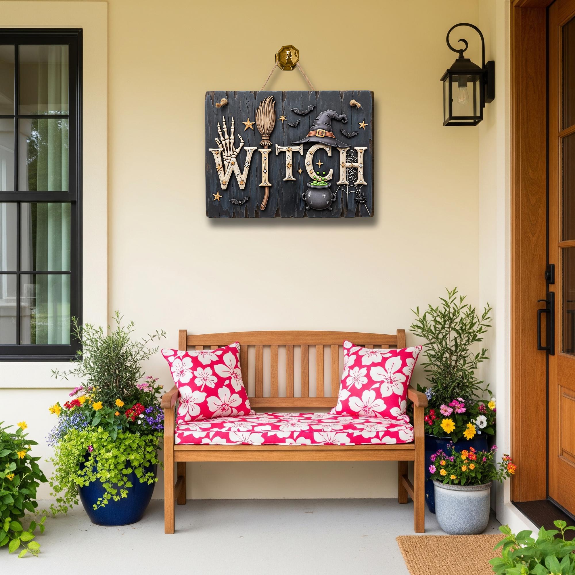 Witch Halloween Wooden Sign