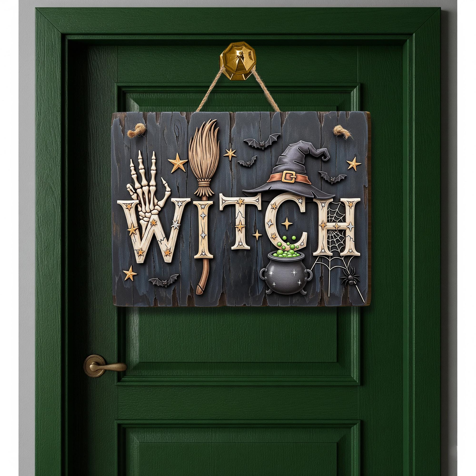 Witch Halloween Wooden Sign