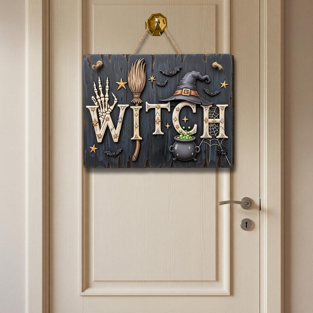 Witch Halloween Wooden Sign