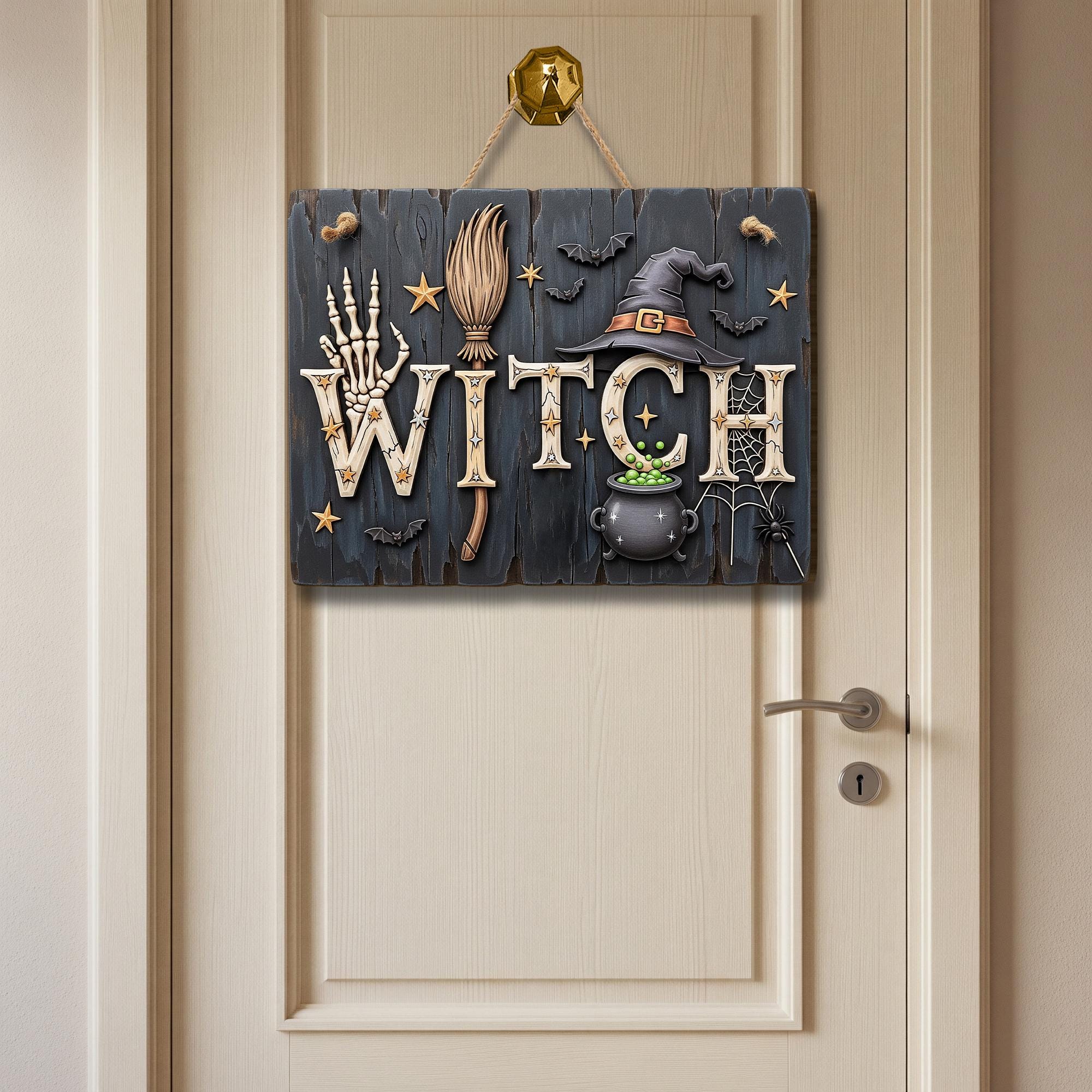 Witch Halloween Wooden Sign