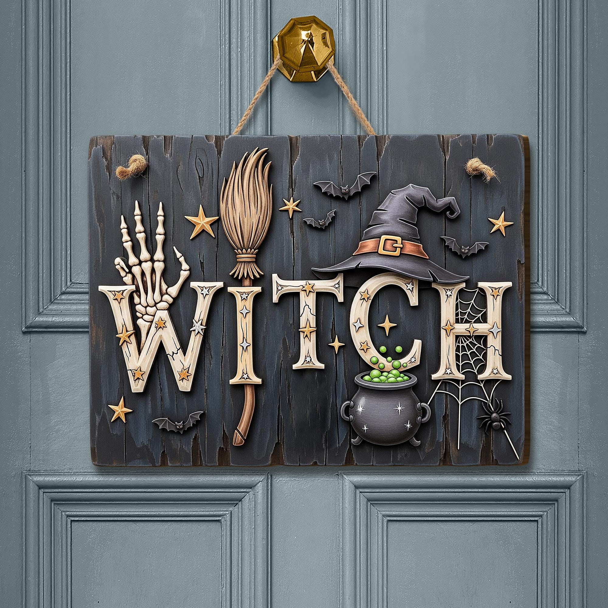 Witch Halloween Wooden Sign