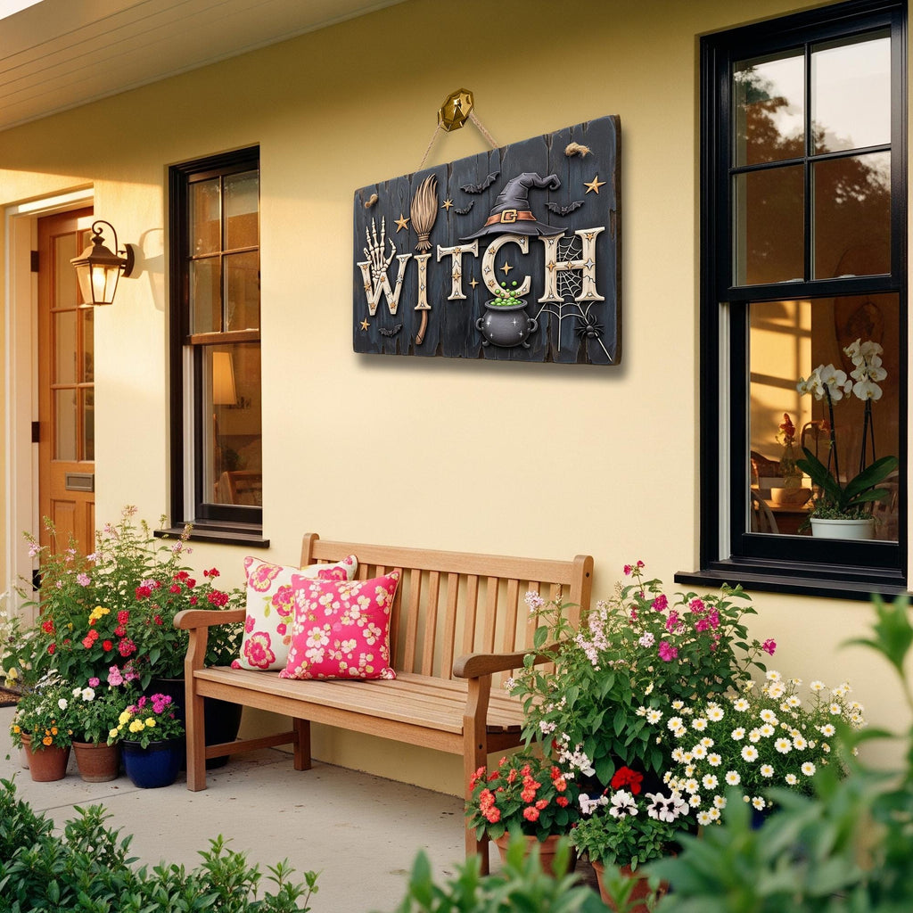 Witch Halloween Wooden Sign