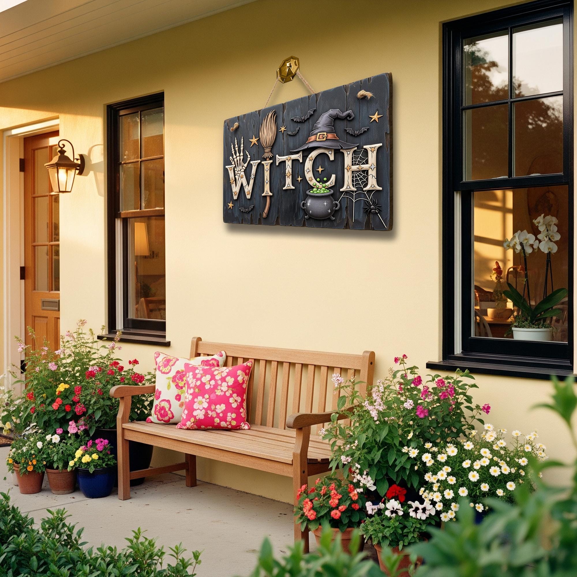 Witch Halloween Wooden Sign