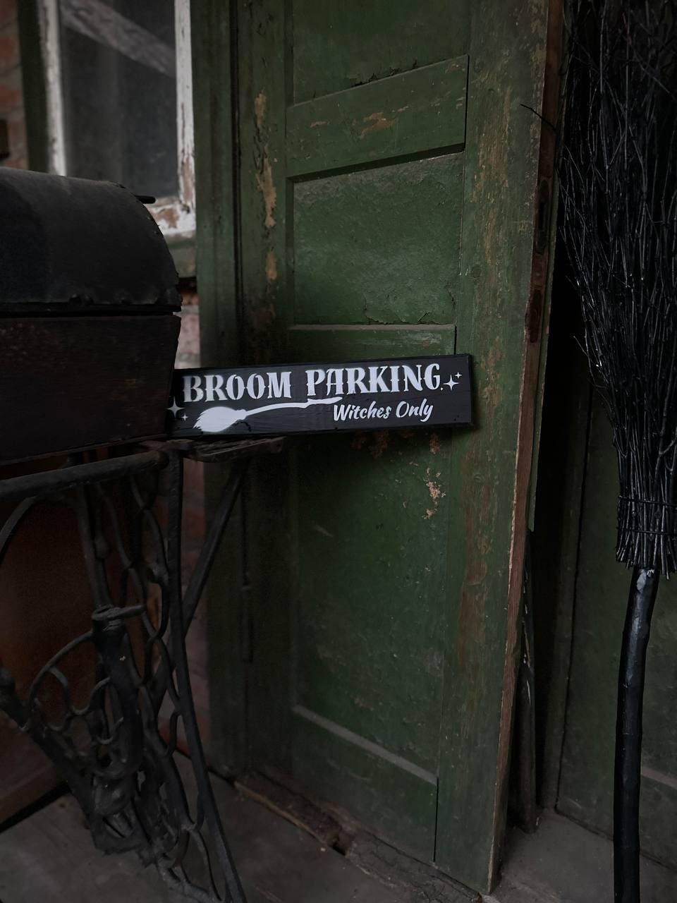 Broom Parking Wood Sign - Witches Only Sign