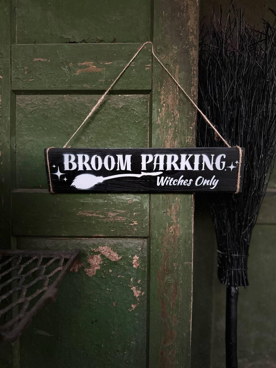 Broom Parking Wood Sign - Witches Only Sign