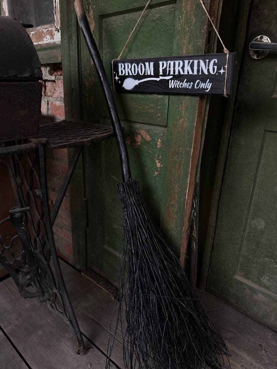 Broom Parking Wood Sign - Witches Only Sign