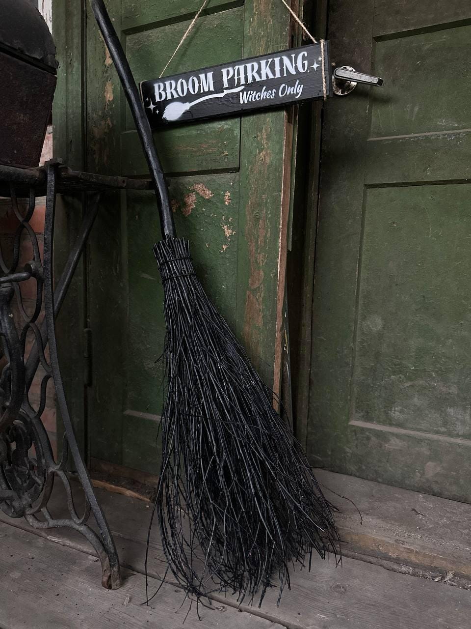 Broom Parking Wood Sign - Witches Only Sign