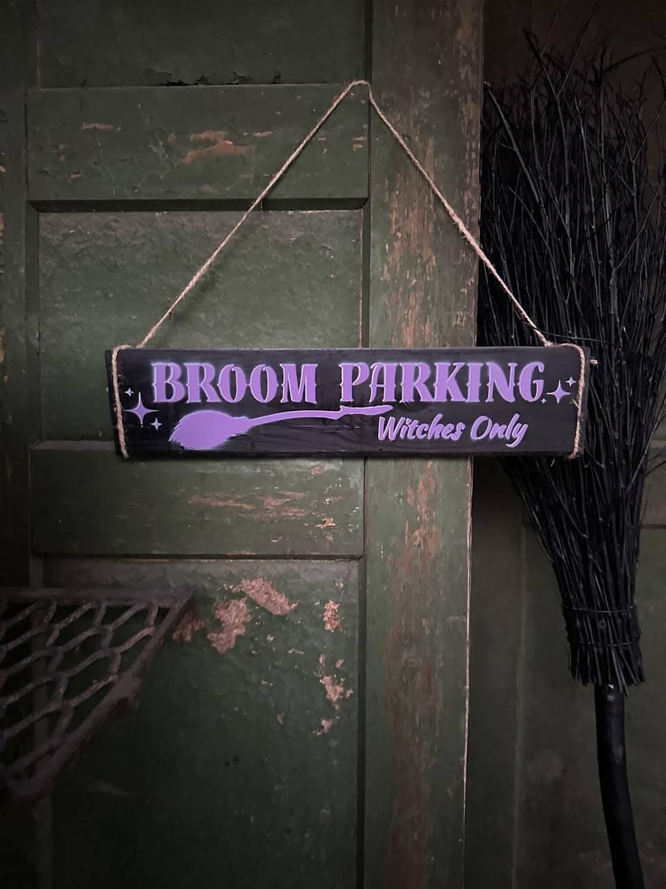 Broom Parking Wood Sign - Witches Only Sign