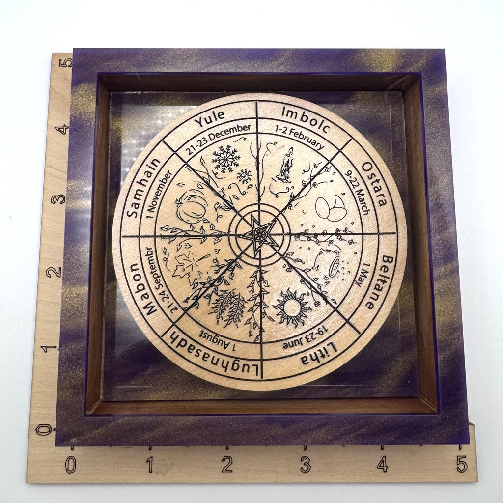 Pagan Wheel of the Year Calendar Shadow Box – Sabbat Display Decor – Wiccan Altar Art – Seasonal Witchcraft Wall Hanging