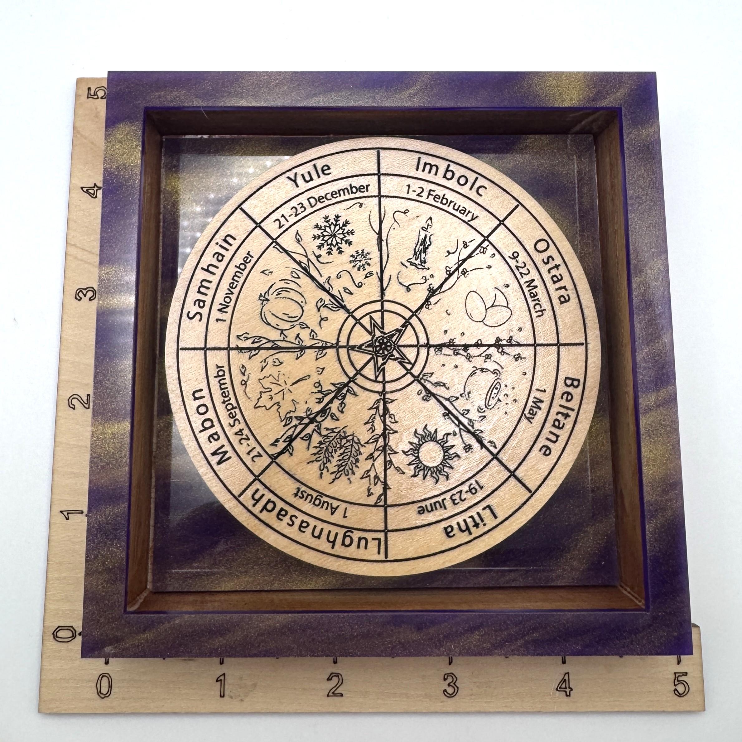 Pagan Wheel of the Year Calendar Shadow Box – Sabbat Display Decor – Wiccan Altar Art – Seasonal Witchcraft Wall Hanging