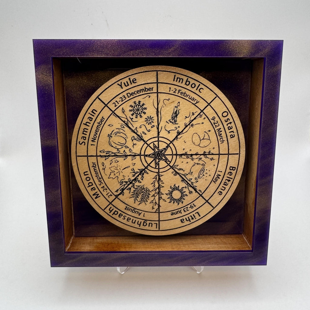 Pagan Wheel of the Year Calendar Shadow Box – Sabbat Display Decor – Wiccan Altar Art – Seasonal Witchcraft Wall Hanging