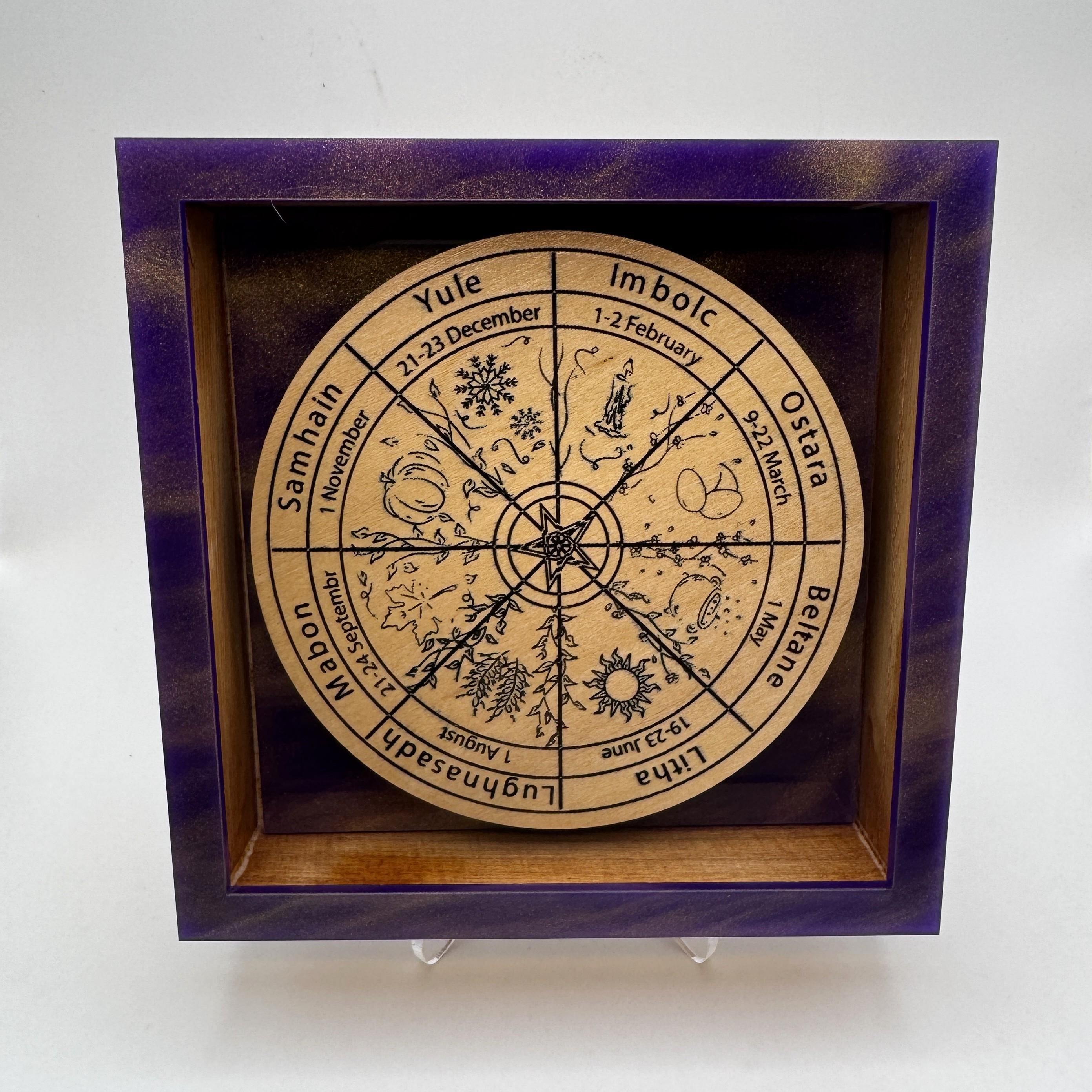 Pagan Wheel of the Year Calendar Shadow Box – Sabbat Display Decor – Wiccan Altar Art – Seasonal Witchcraft Wall Hanging