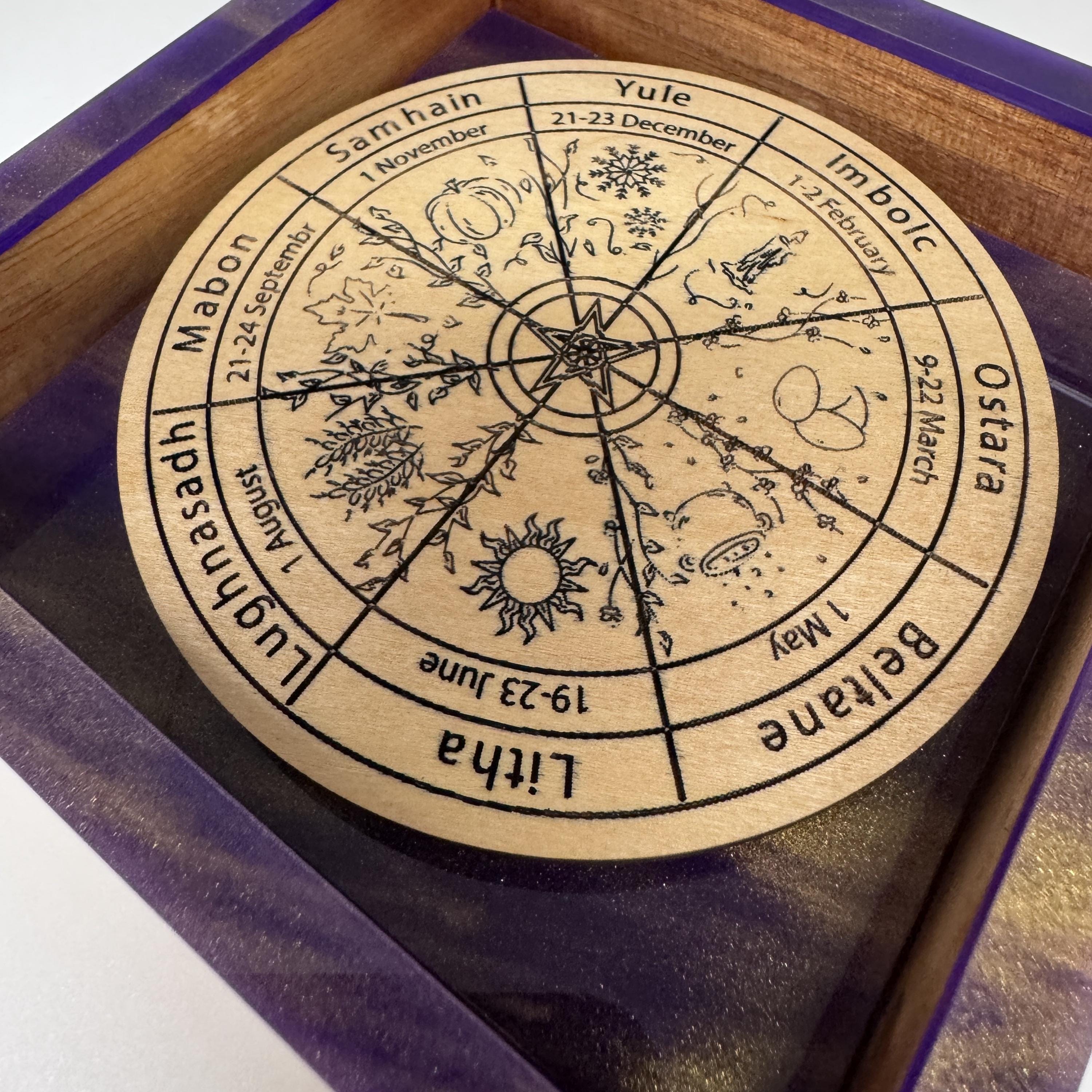 Pagan Wheel of the Year Calendar Shadow Box – Sabbat Display Decor – Wiccan Altar Art – Seasonal Witchcraft Wall Hanging